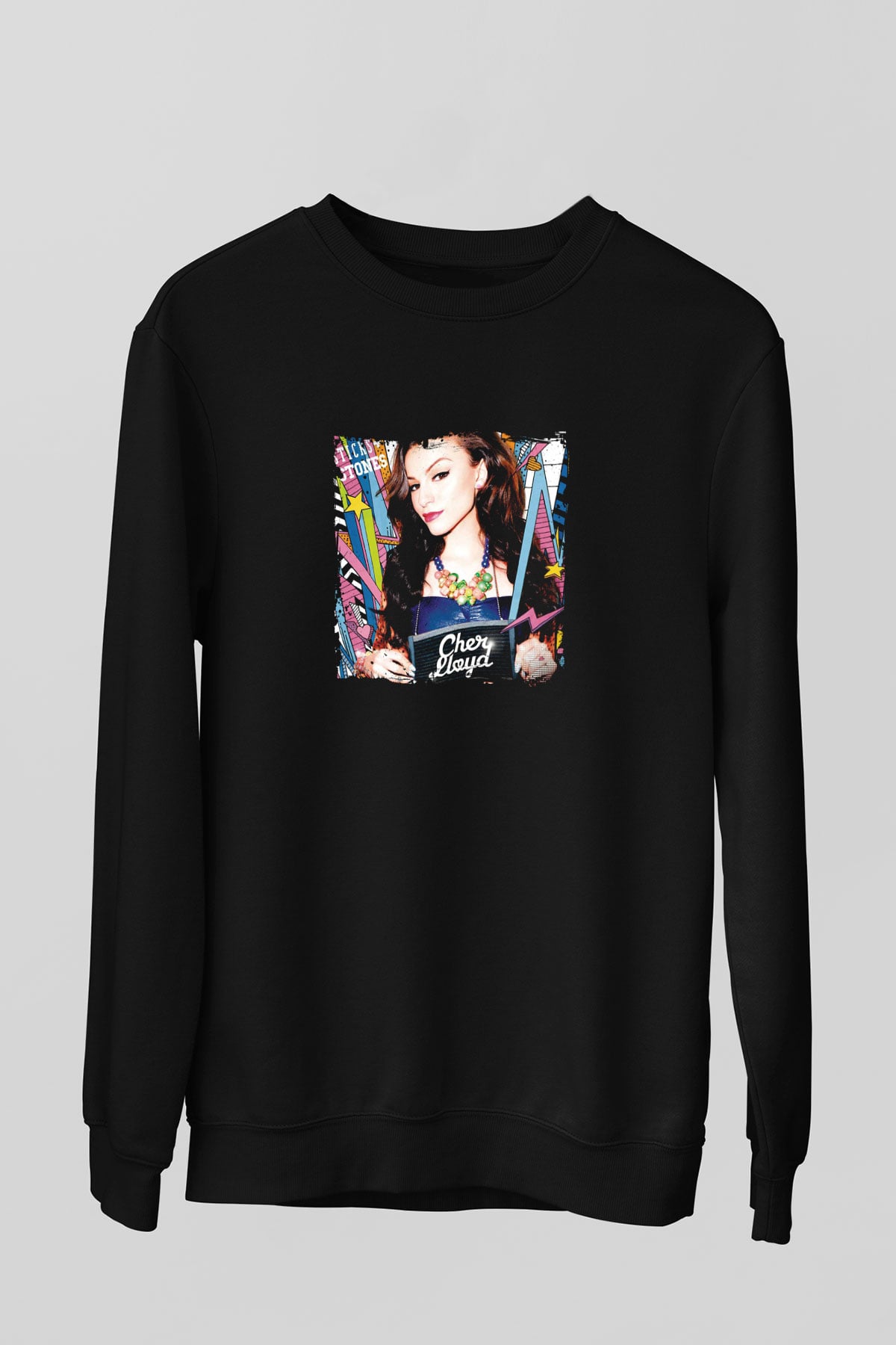 Cher Lloyd Baskılı Unisex Siyah Sweatshirt