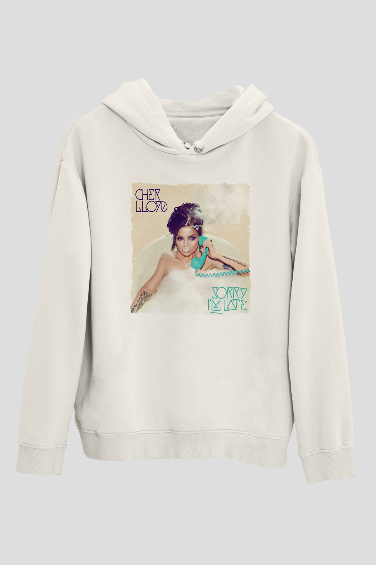 Cher Lloyd Beyaz Unisex Kapüşonlu Sweatshirt