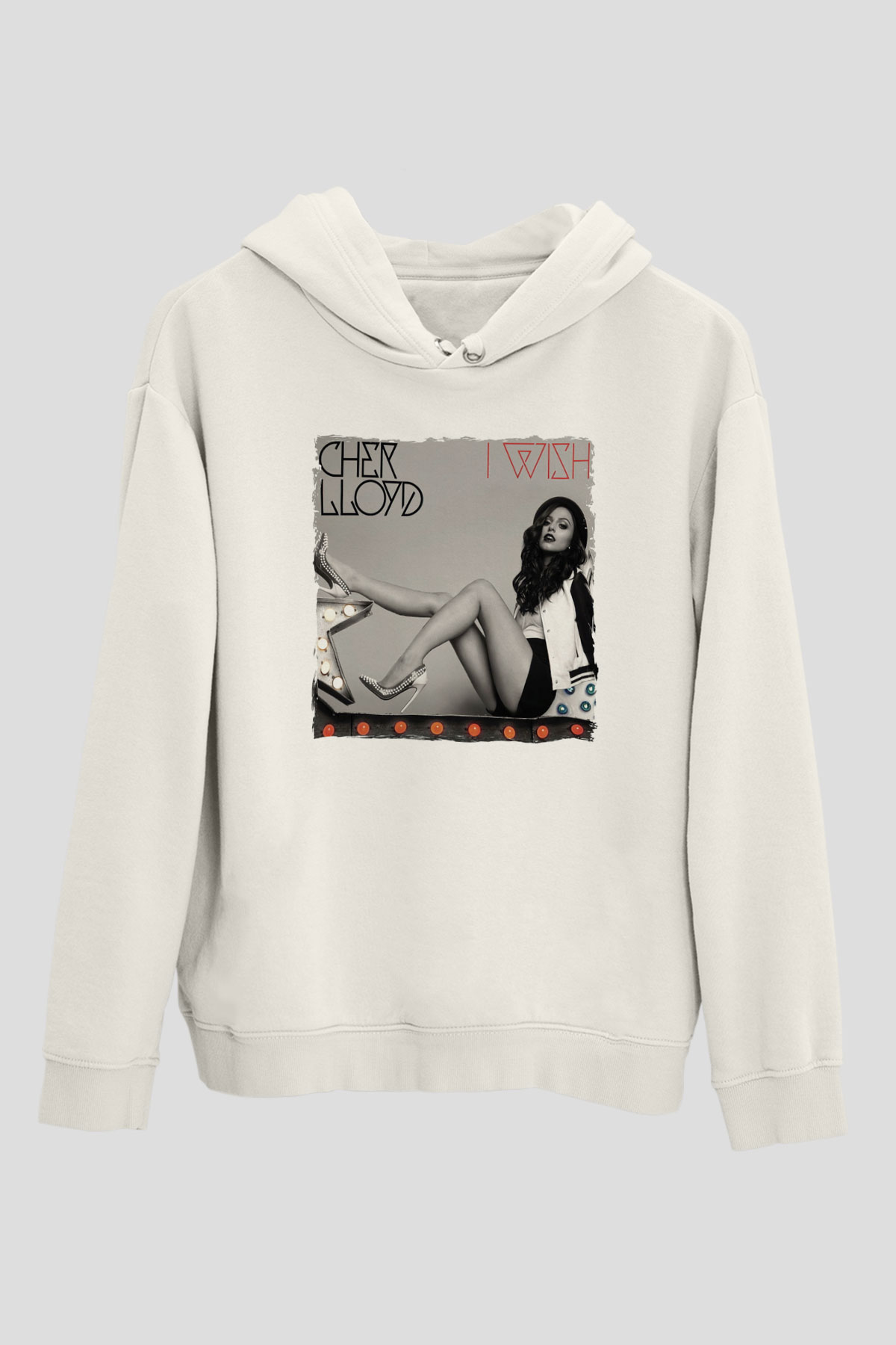Cher Lloyd Beyaz Unisex Kapüşonlu Sweatshirt