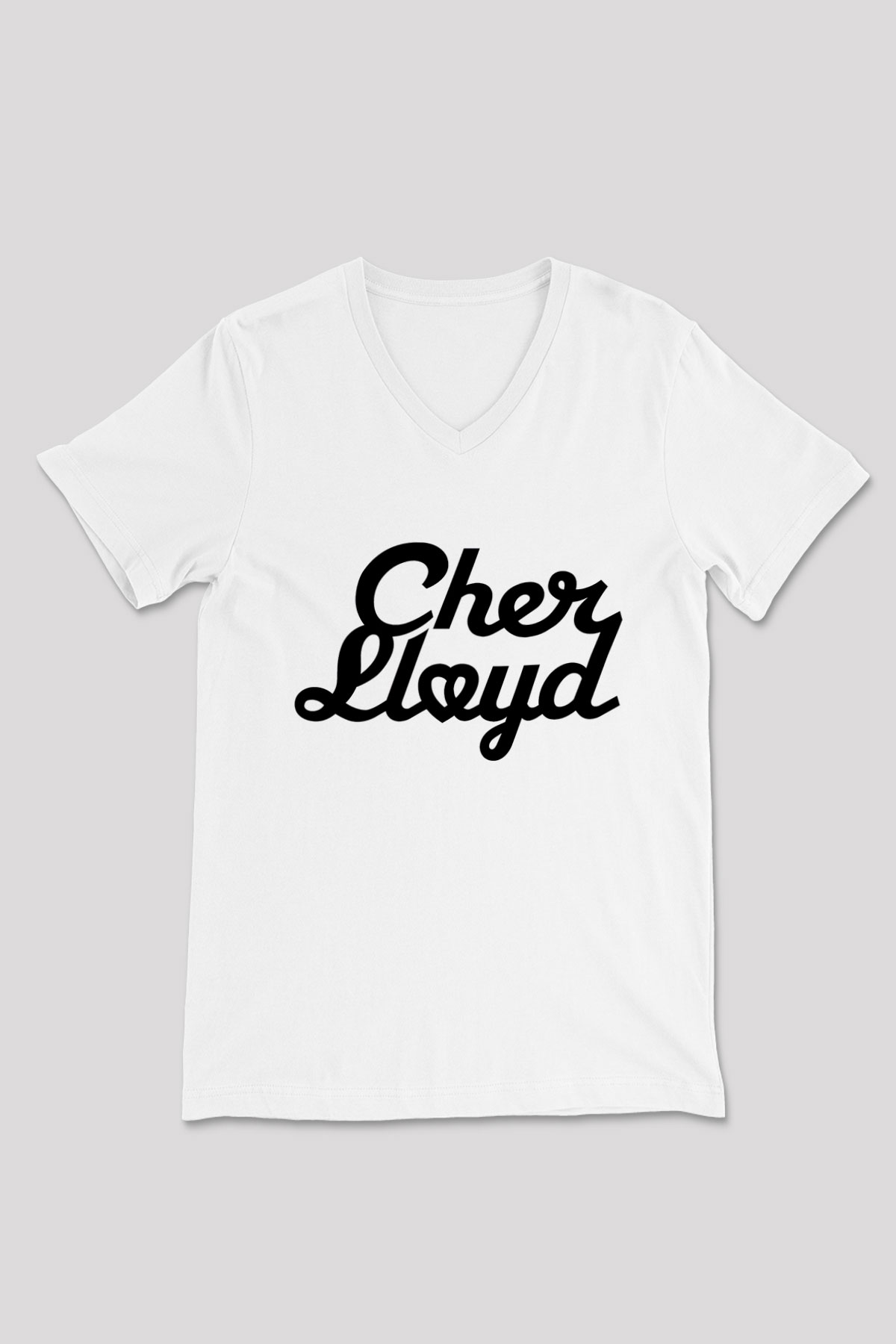 Cher Lloyd Beyaz Unisex V Yaka Tişört