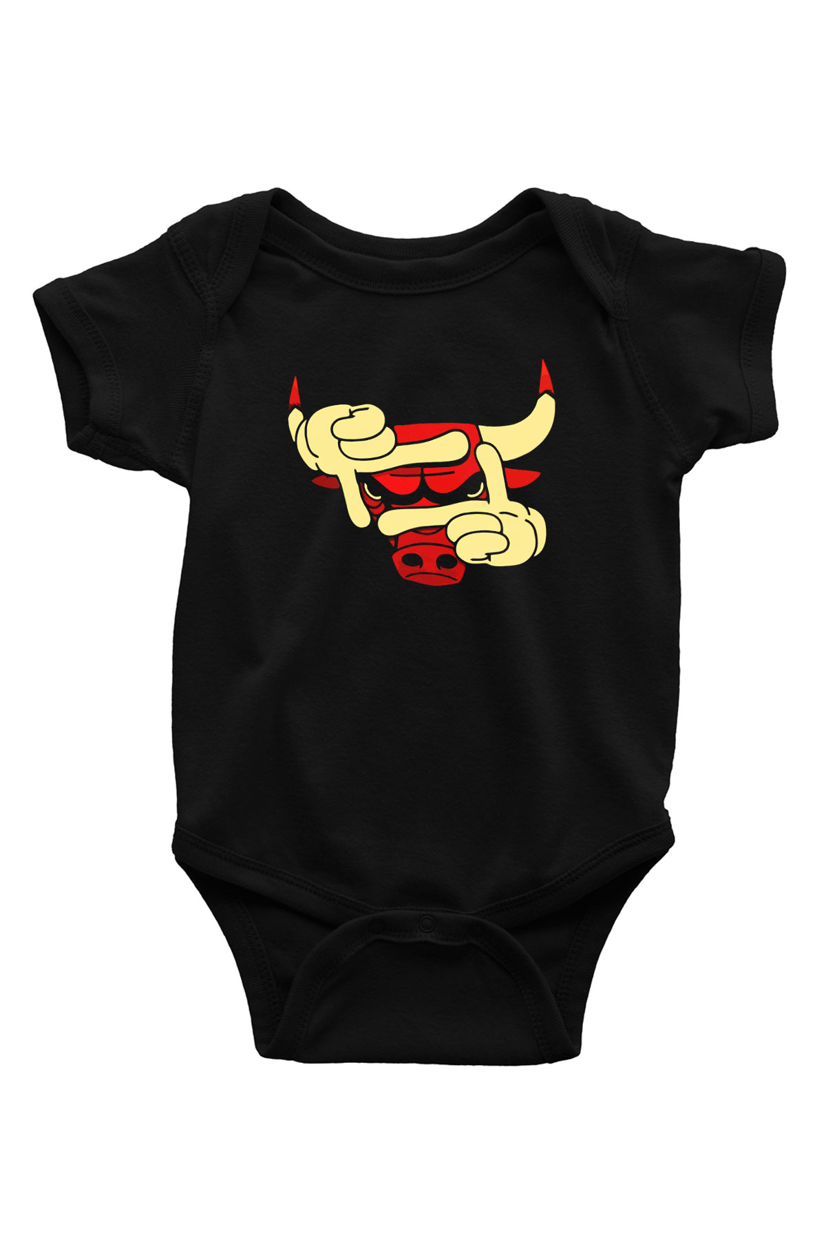 Chicago Bulls Baskılı Siyah Bebek Body - Zıbın