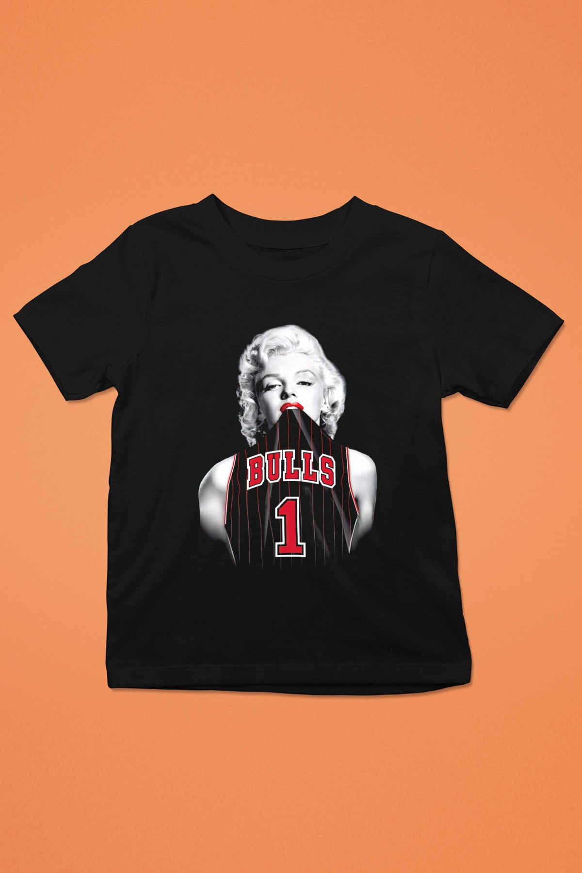 Chicago Bulls Baskılı Siyah Unisex Çocuk Tişört