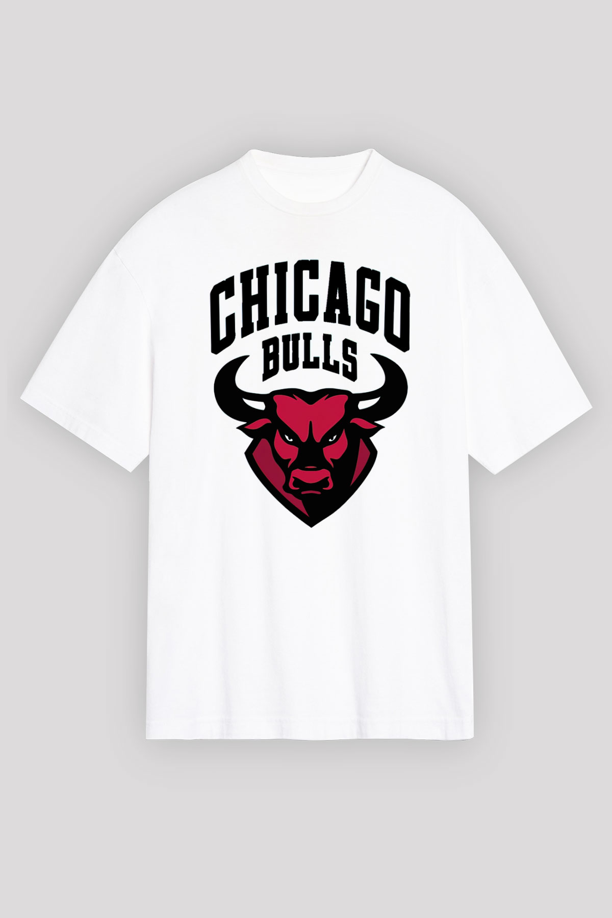 Chicago Bulls Beyaz Unisex Oversize Tişört T-Shirt