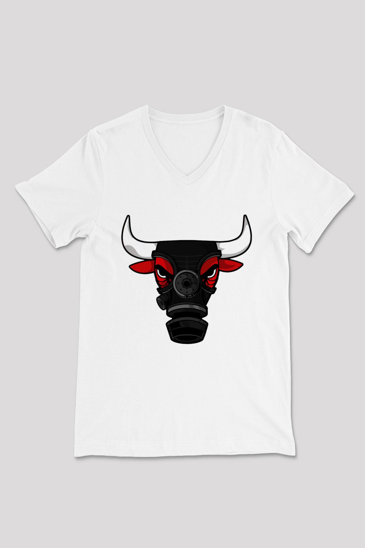 Chicago Bulls Beyaz Unisex V Yaka Tişört T-Shirt