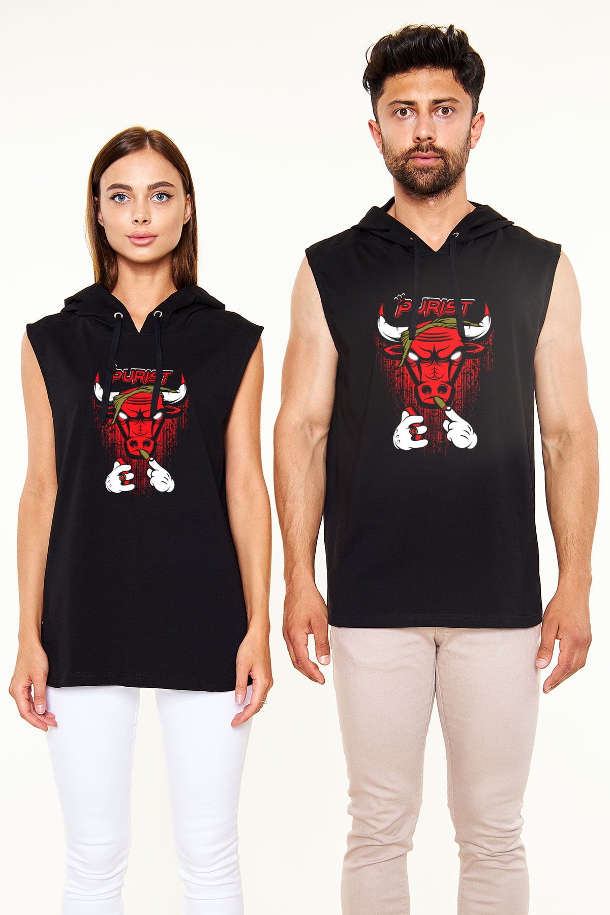 Chicago Bulls Siyah Unisex Kapüşonlu Kolsuz Tişört