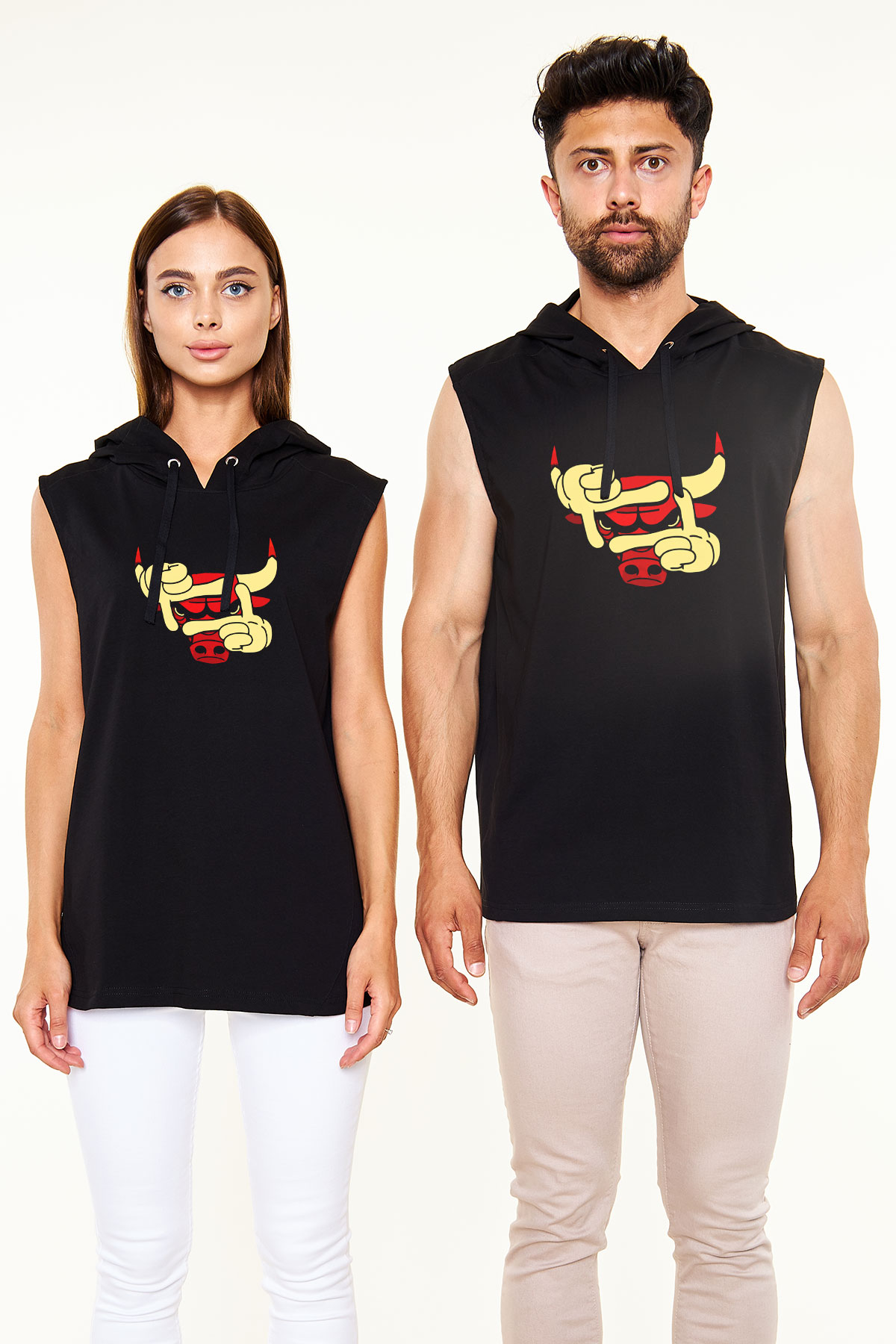 Chicago Bulls Siyah Unisex Kapüşonlu Kolsuz Tişört