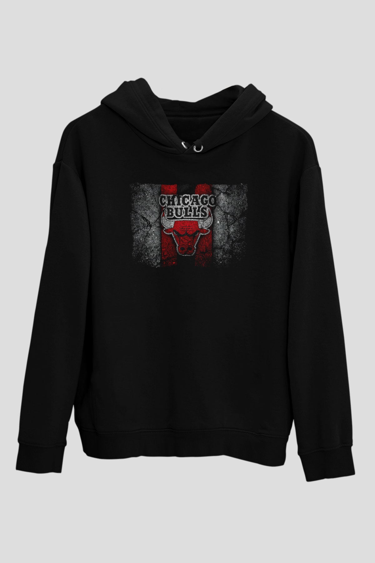 Chicago Bulls Siyah Unisex Kapüşonlu Sweatshirt