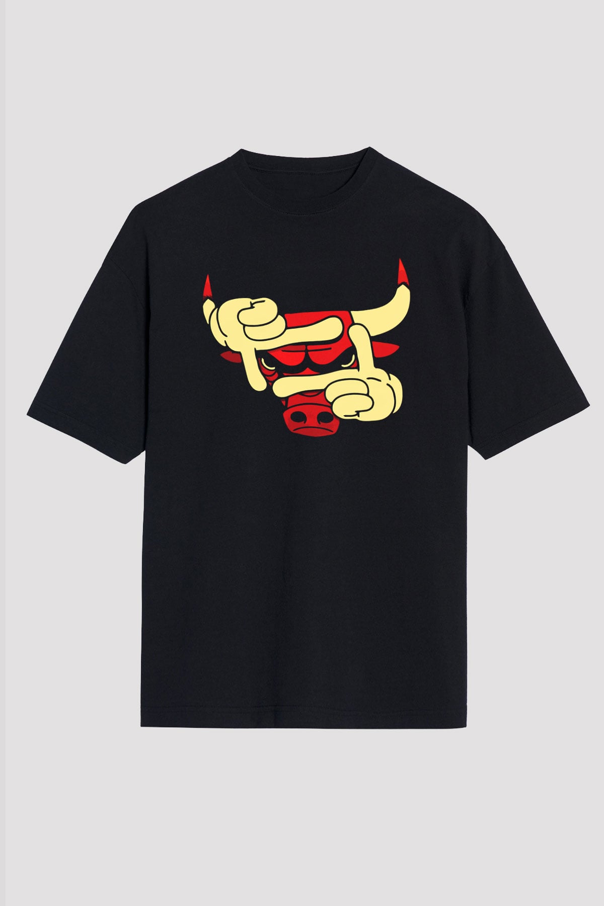 Chicago Bulls Siyah Unisex Oversize Tişört T-Shirt