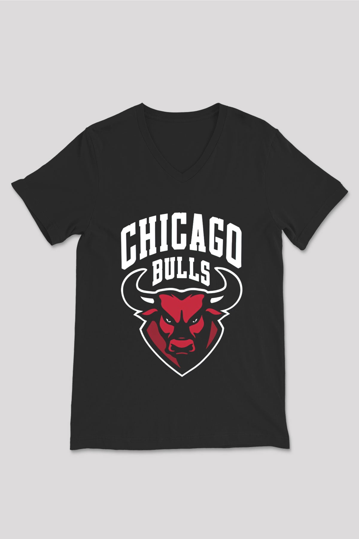 Chicago Bulls Siyah Unisex V Yaka Tişört