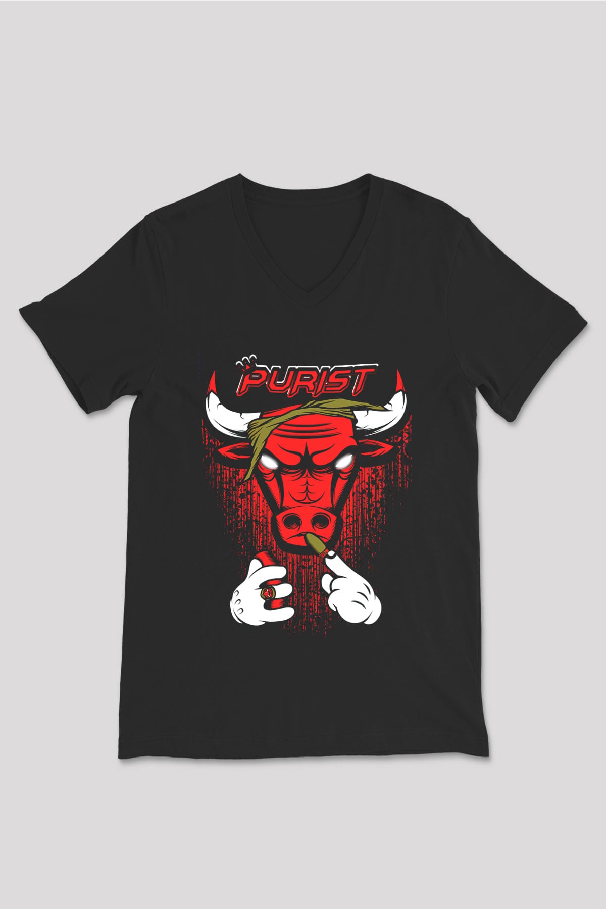 Chicago Bulls Siyah Unisex V Yaka Tişört T-Shirt