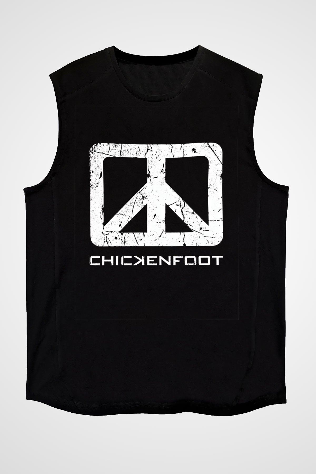 Chickenfoot Baskılı Unisex Siyah Kolsuz Tişört