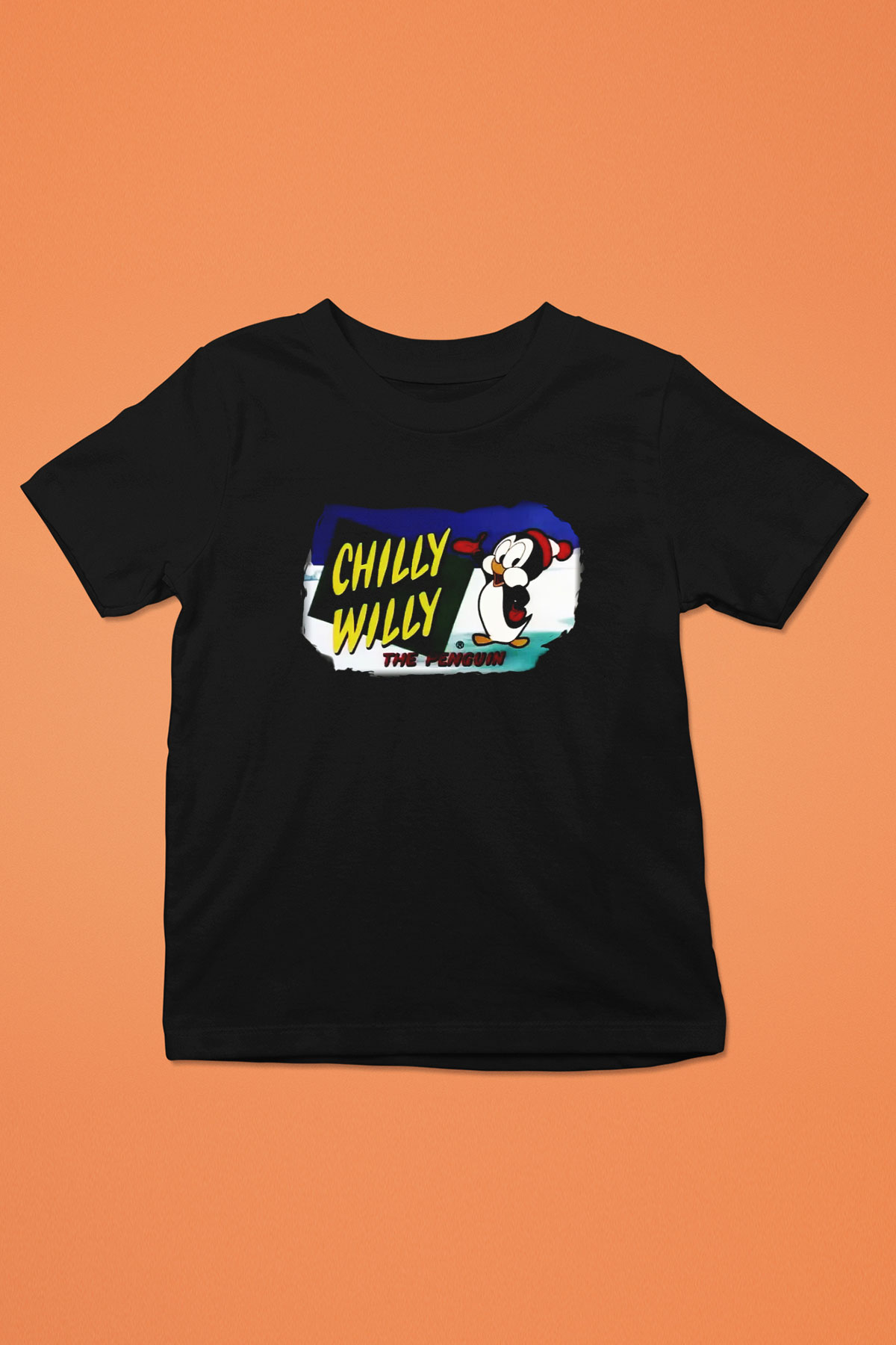 Chilly Willy Baskılı Siyah Unisex Çocuk Tişört