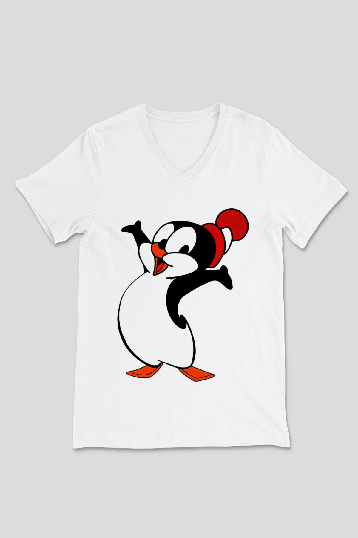 Chilly Willy Beyaz Unisex  V Yaka Tişört