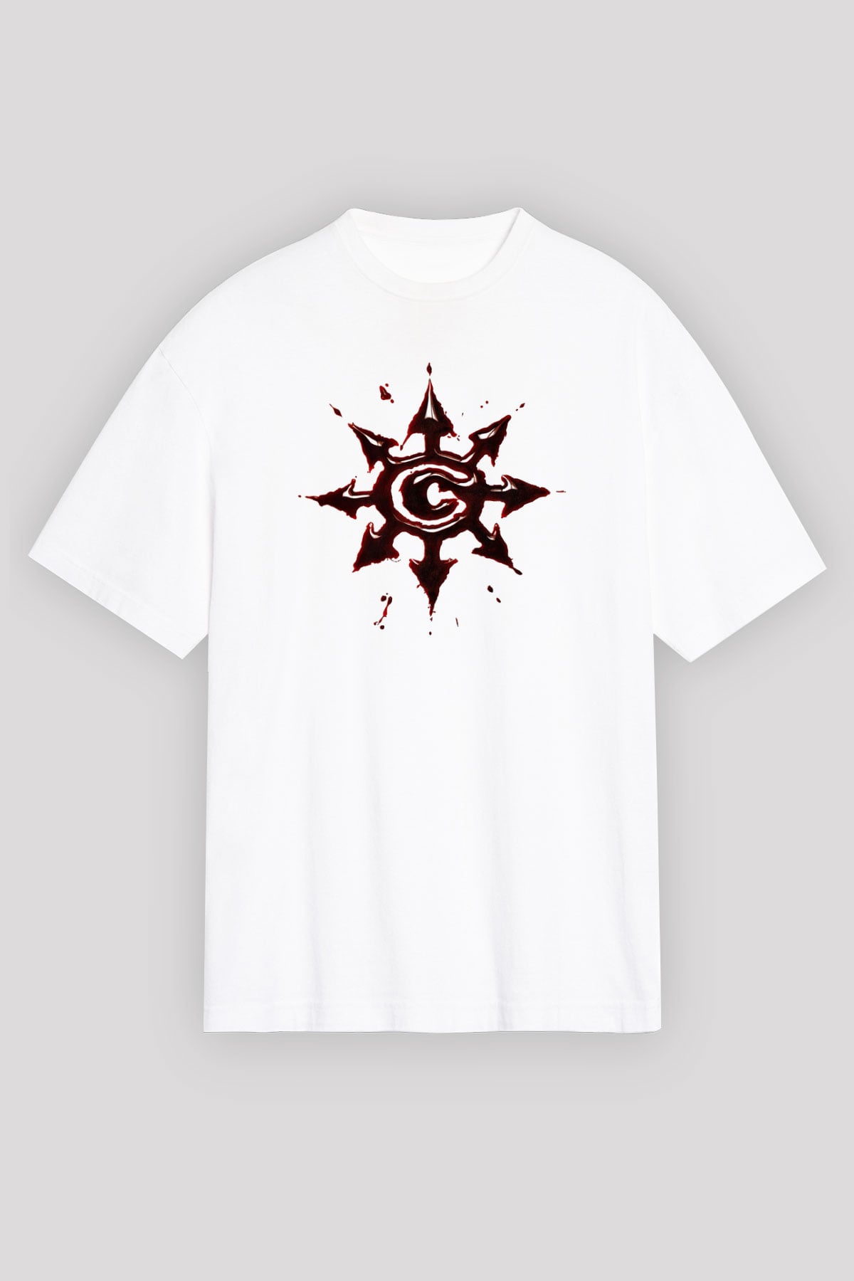 Chimaira Baskılı Unisex Beyaz Oversize Tişört