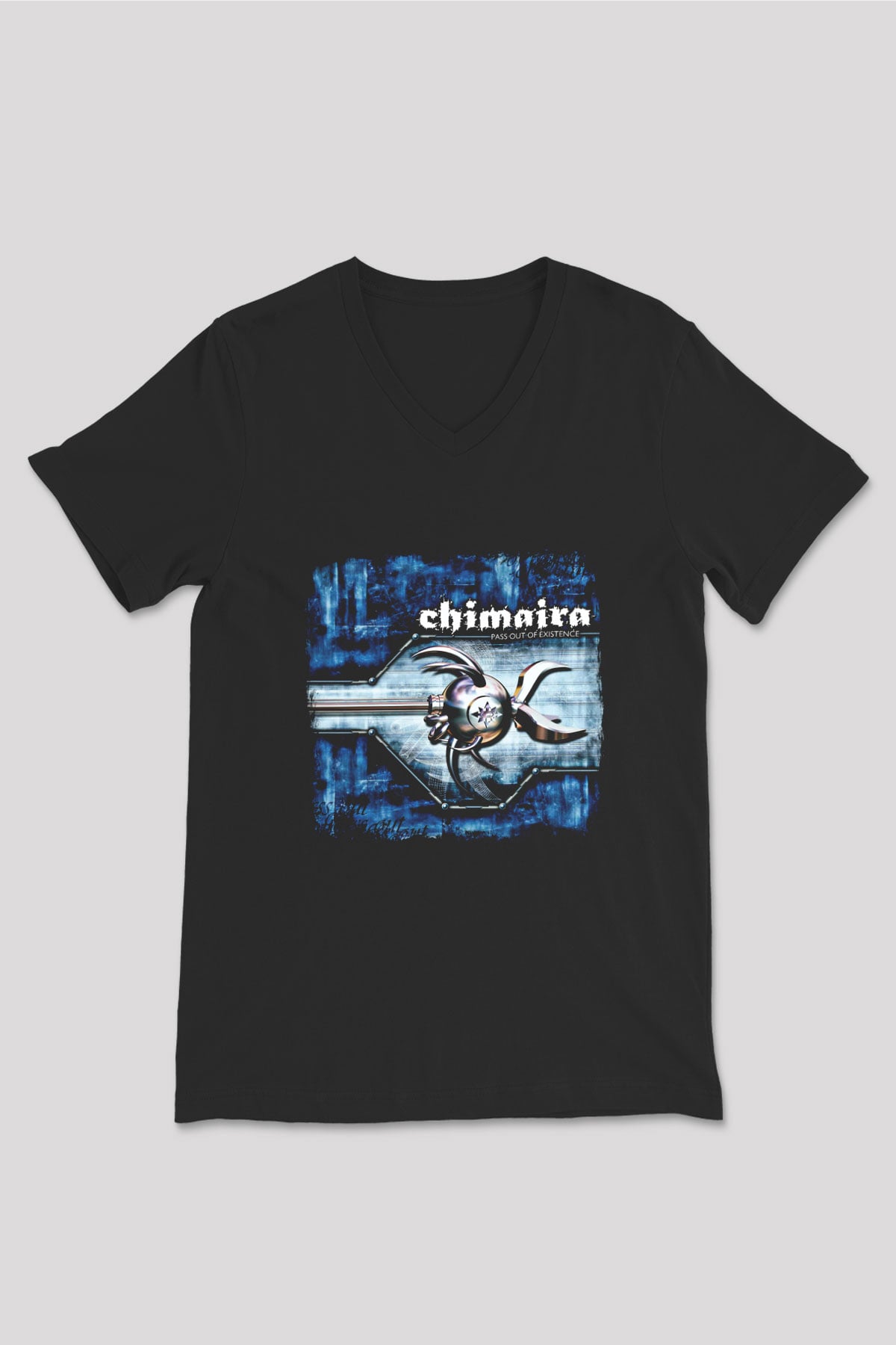 Chimaira Baskılı Unisex Siyah V Yaka Tişört