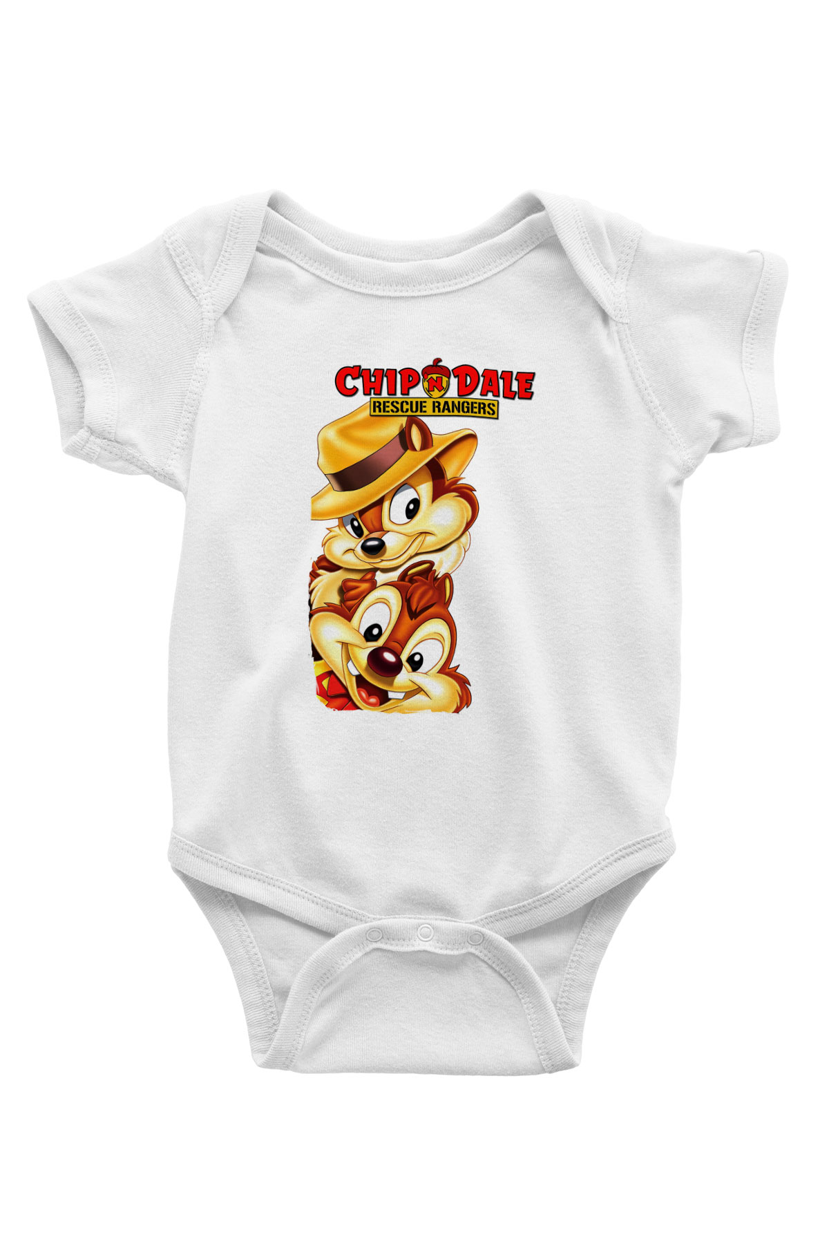 Chip'n Dale Rescue Rangers Baskılı Beyaz Unisex Bebek Body - Zıbın