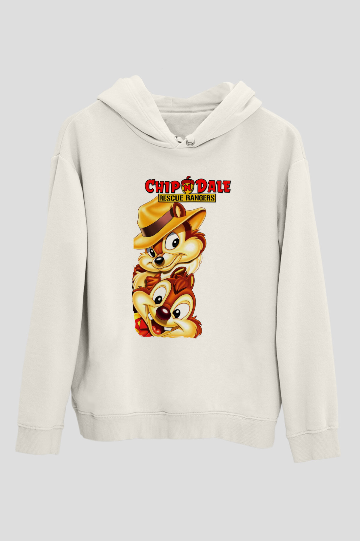 Chip'n Dale Rescue Rangers Beyaz Unisex Kapşonlu Sweatshirt