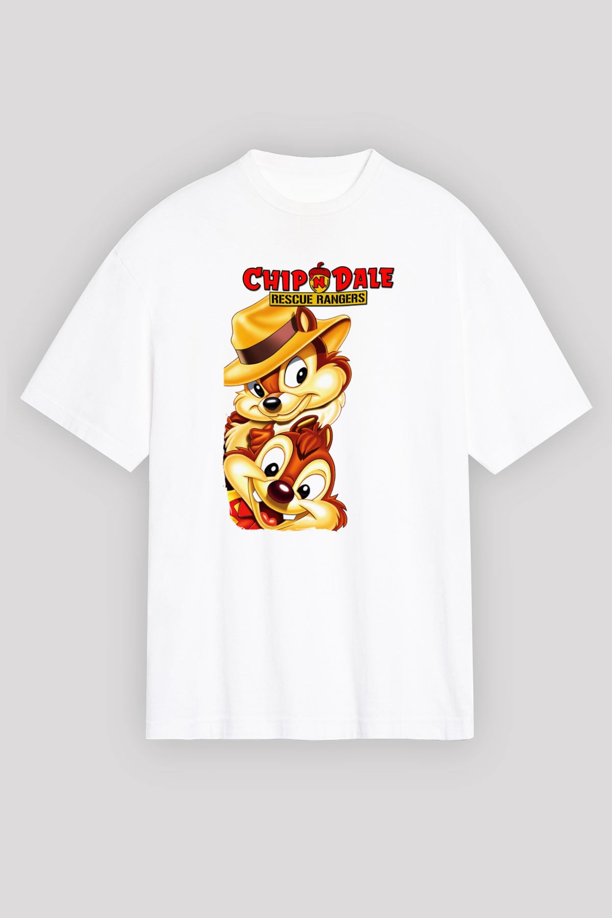 Chip'n Dale Rescue Rangers Beyaz Unisex Oversize Tişört