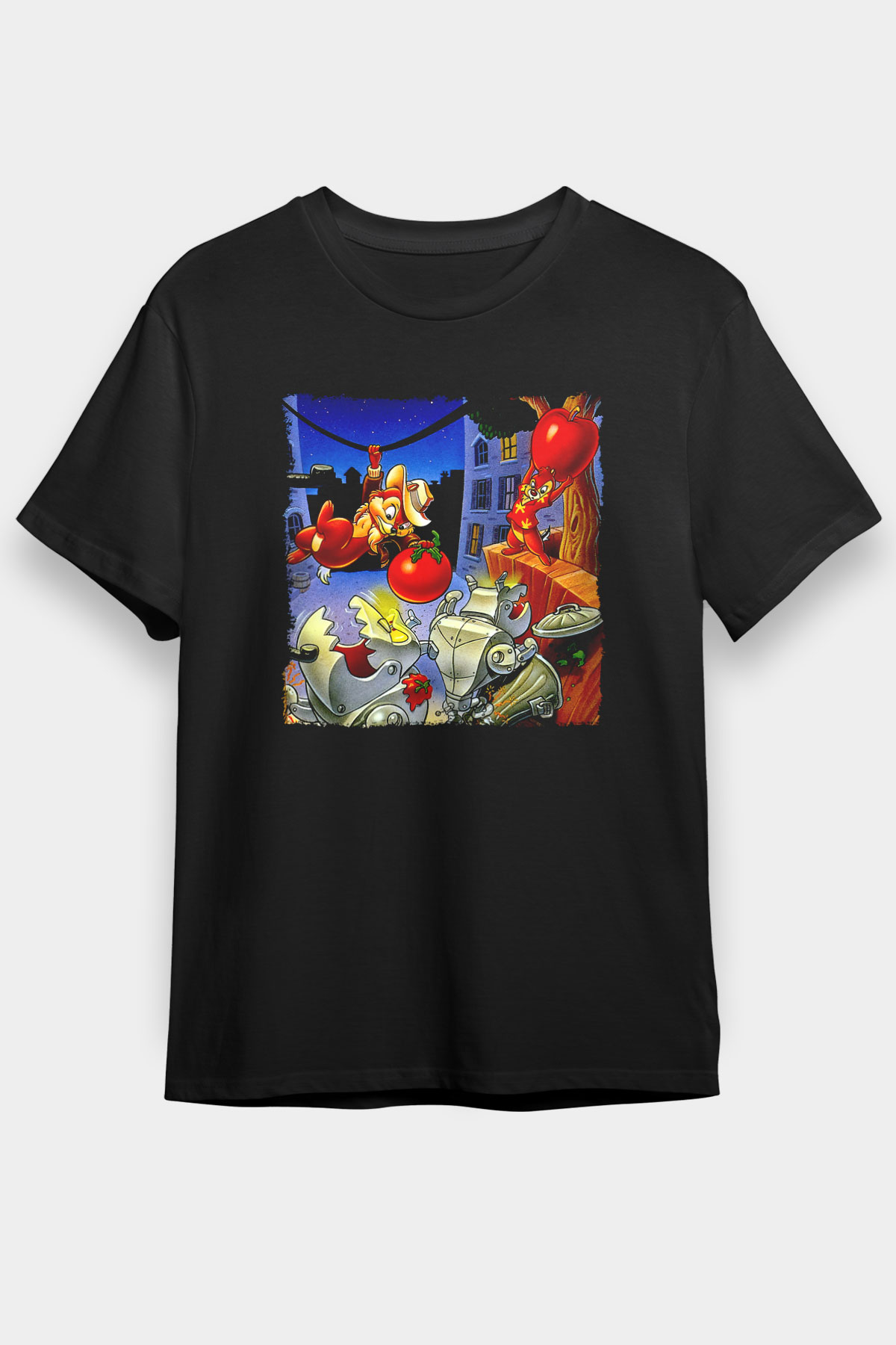 Chip'n Dale Rescue Rangers Siyah Unisex Tişört