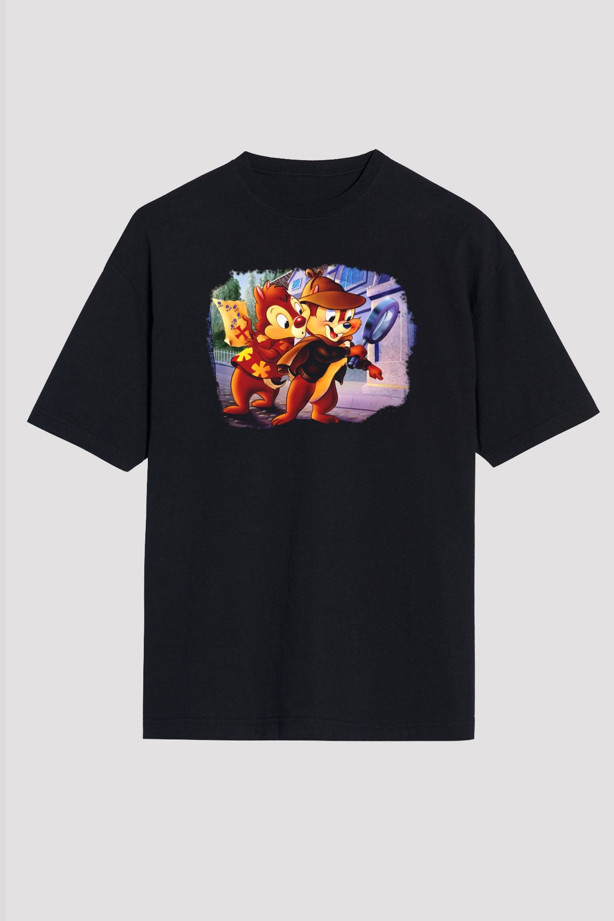 Chip'n Dale Rescue Rangers Siyah Unisex Oversize Tişört