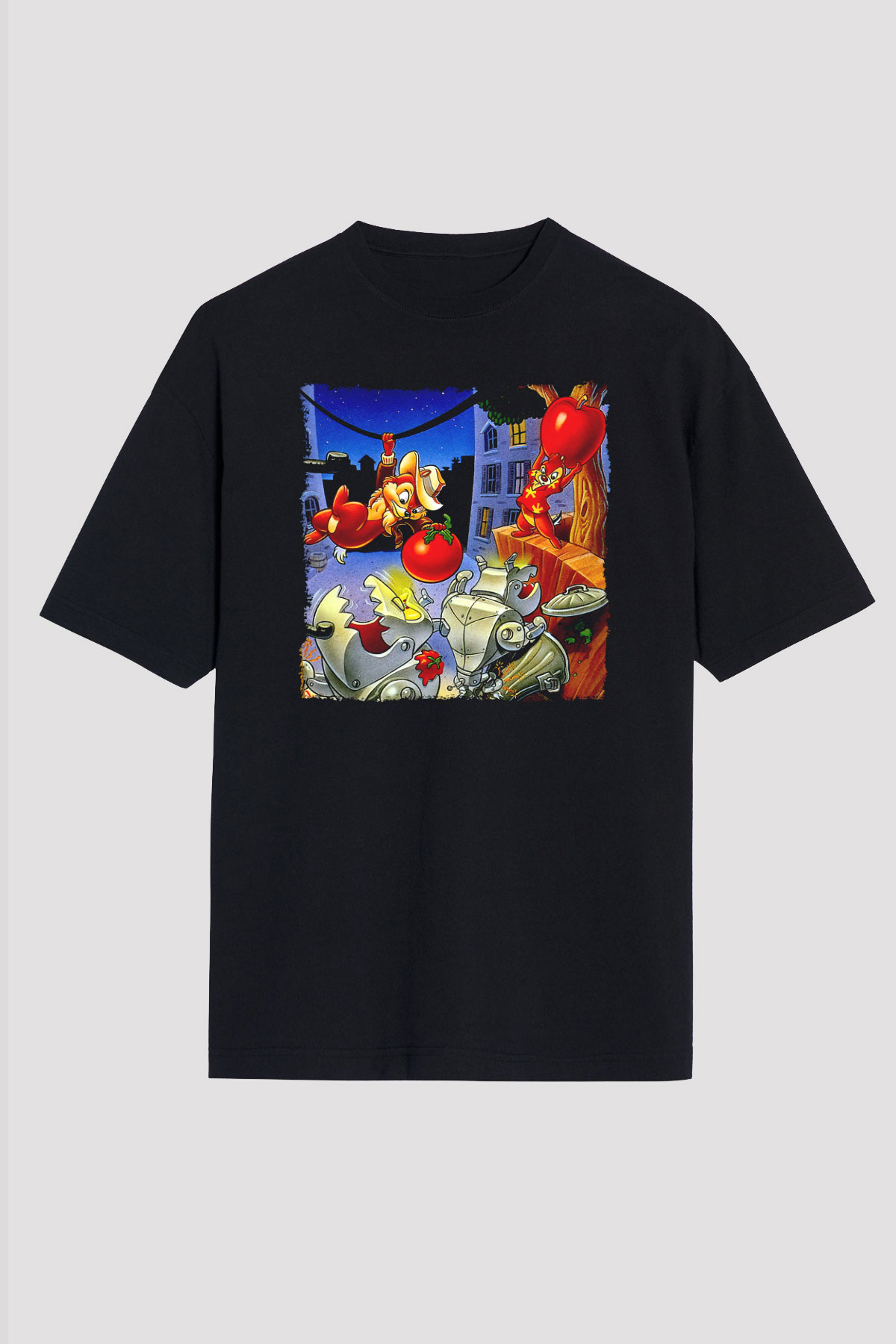 Chip'n Dale Rescue Rangers Siyah Unisex Tişört
