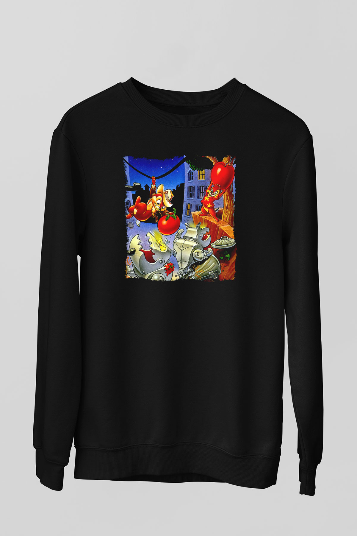 Chip'n Dale Rescue Rangers Siyah Unisex  Sweatshirt