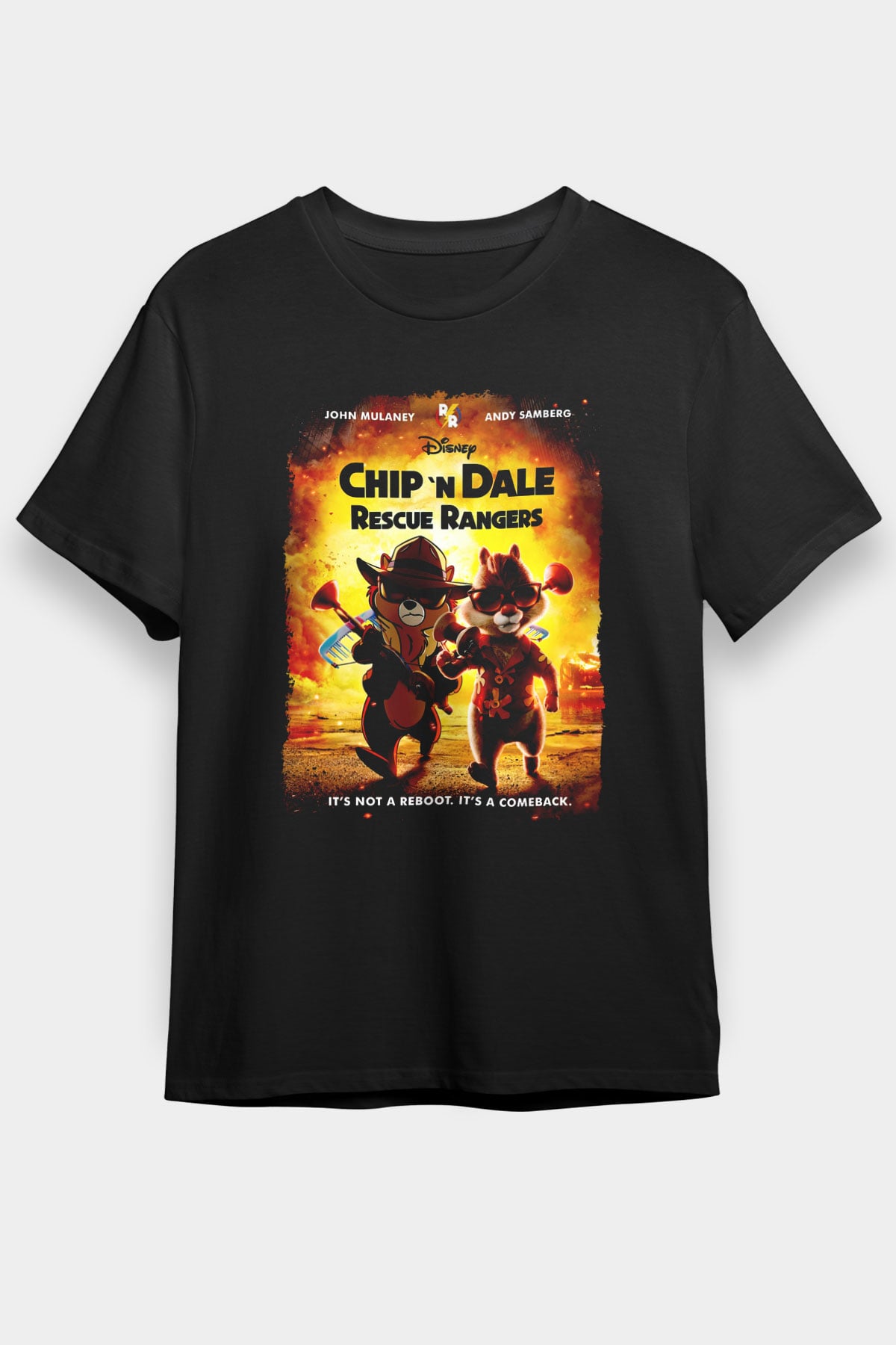 Chip'n Dale Rescue Rangers Siyah Unisex Tişört