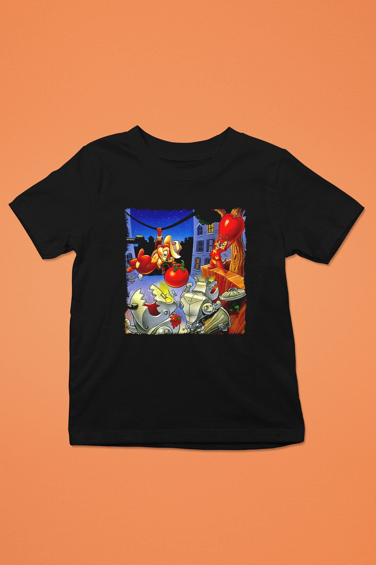 Chip'n Dale Rescue Rangers Siyah Unisex  Çocuk Tişört