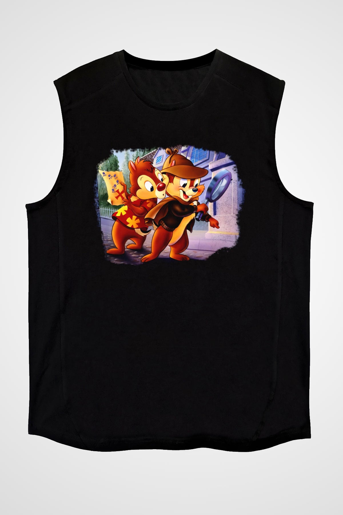 Chip'n Dale Rescue Rangers Siyah Unisex Kolsuz Tişört