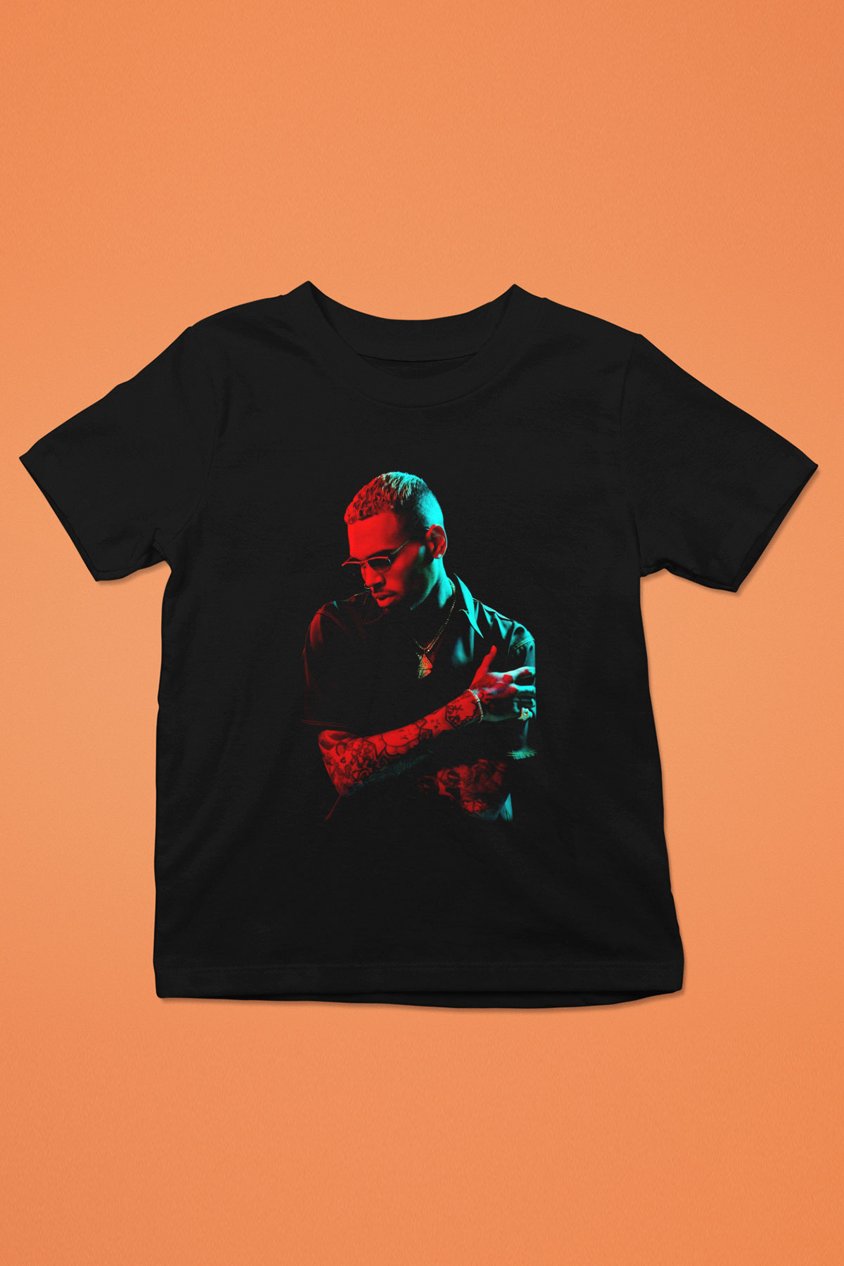 Chris Brown Baskılı Siyah Unisex Çocuk Tişört