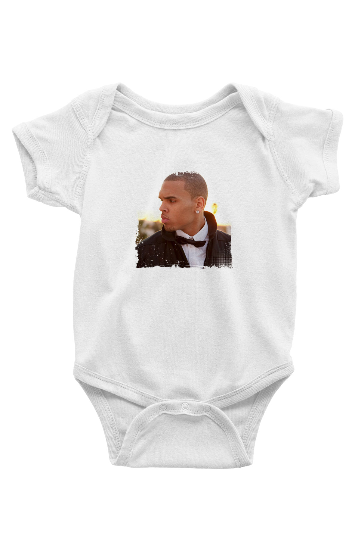 Chris Brown Baskılı Unisex Beyaz Bebek Body - Zıbın