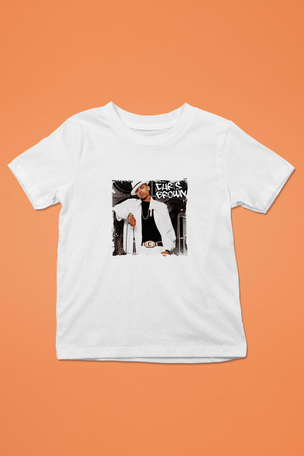Chris Brown Baskılı Unisex Beyaz Çocuk Tişört