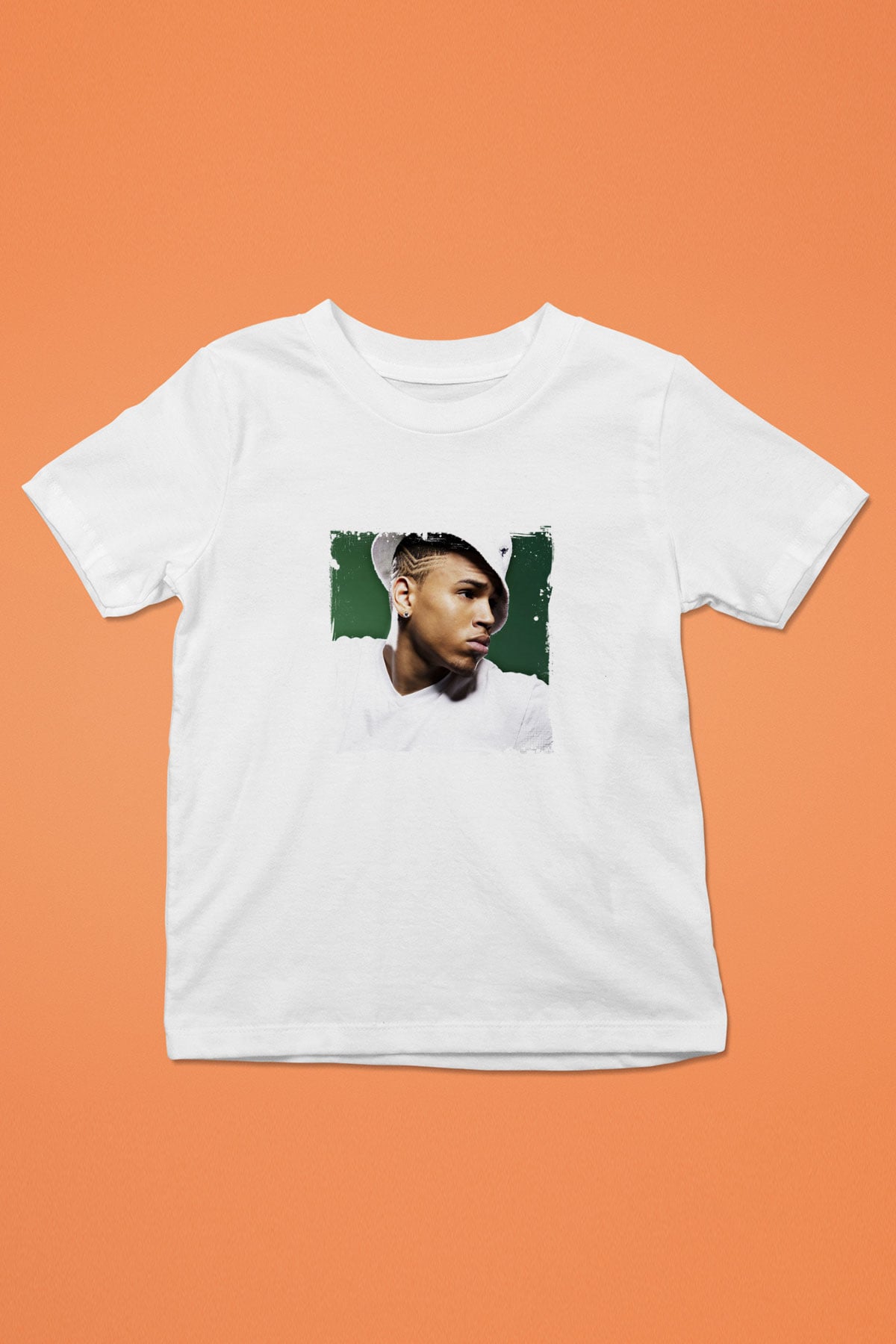 Chris Brown Baskılı Unisex Beyaz Çocuk Tişört
