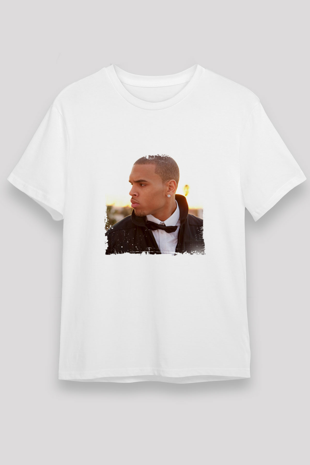 Chris Brown Baskılı Unisex Beyaz Tişört