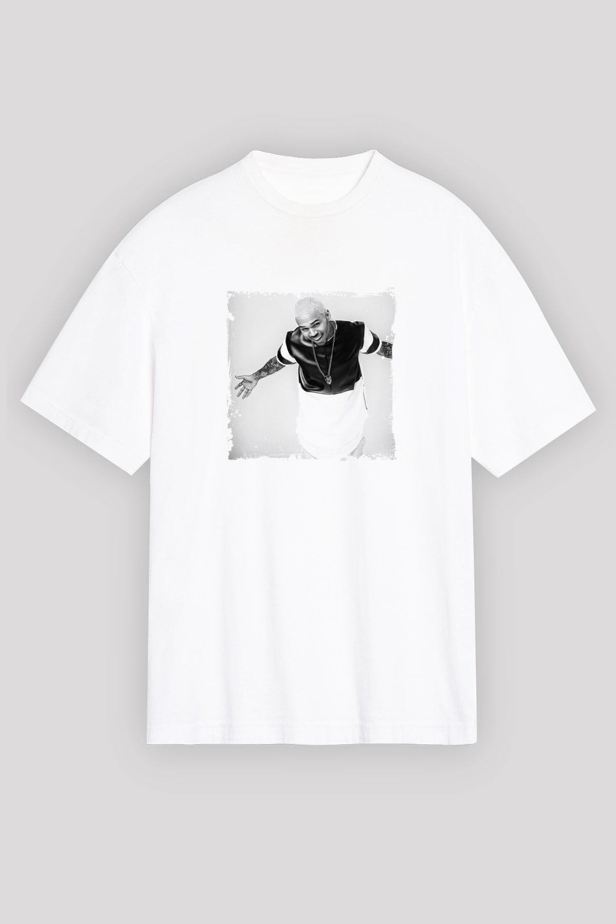 Chris Brown Baskılı Unisex Beyaz Tişört