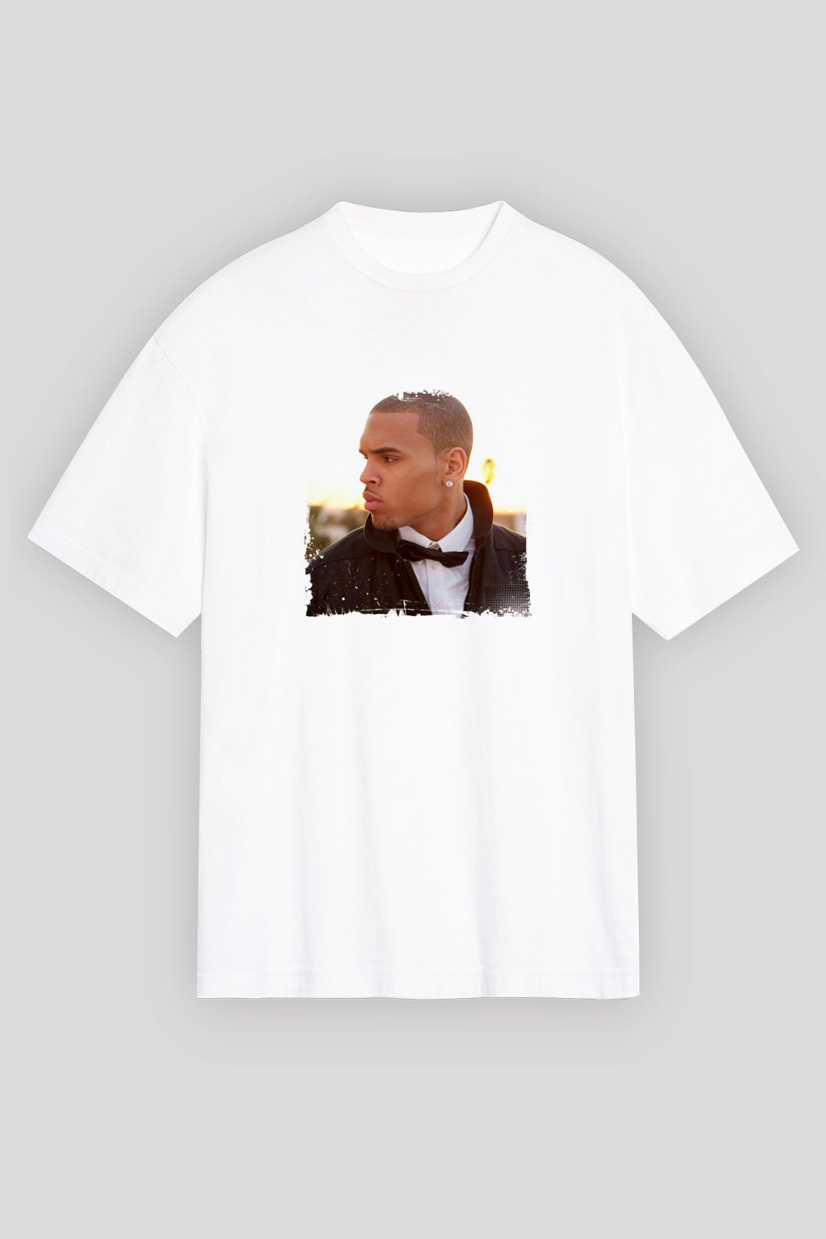 Chris Brown Baskılı Unisex Beyaz Tişört