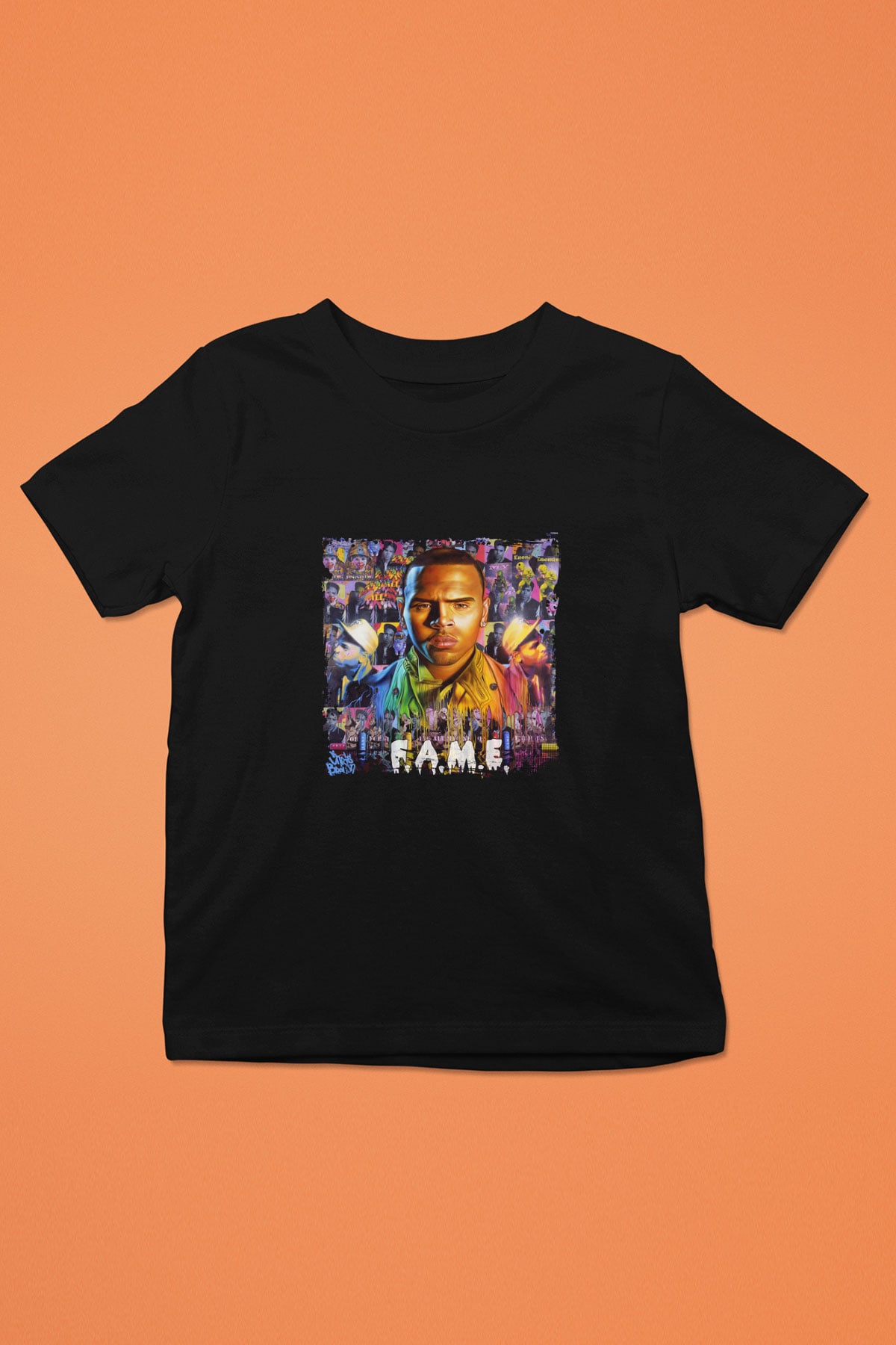 Chris Brown Baskılı Unisex Siyah Çocuk Tişört