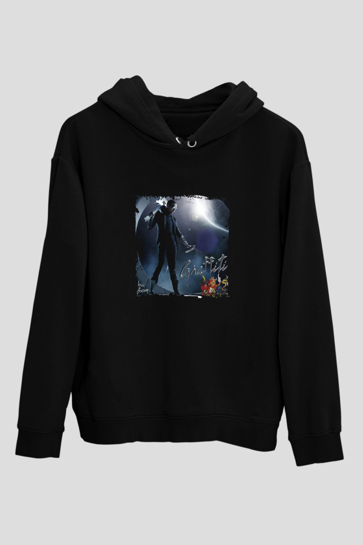 Chris Brown Baskılı Unisex Siyah Hoodie