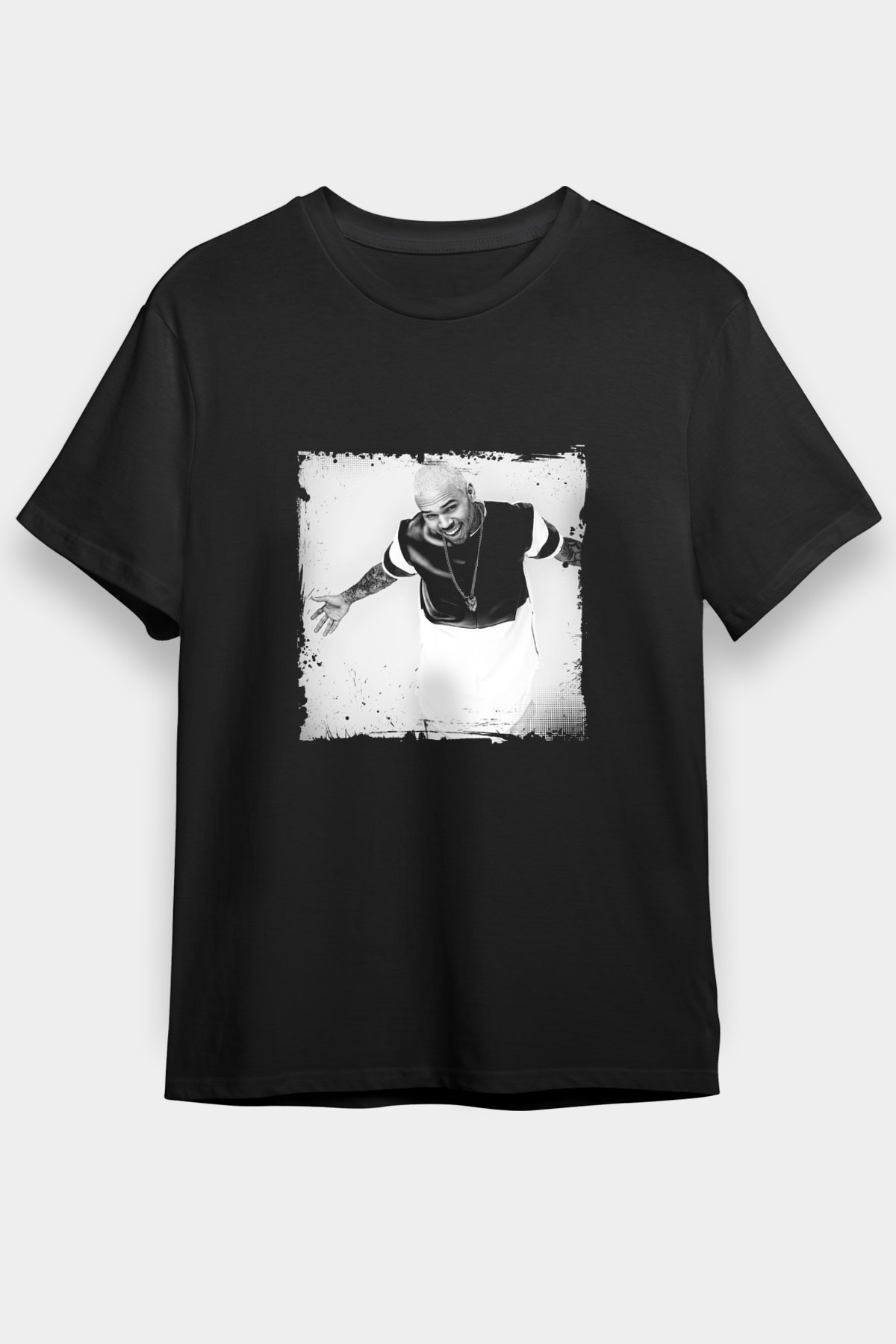 Chris Brown Baskılı Unisex Siyah Tişört