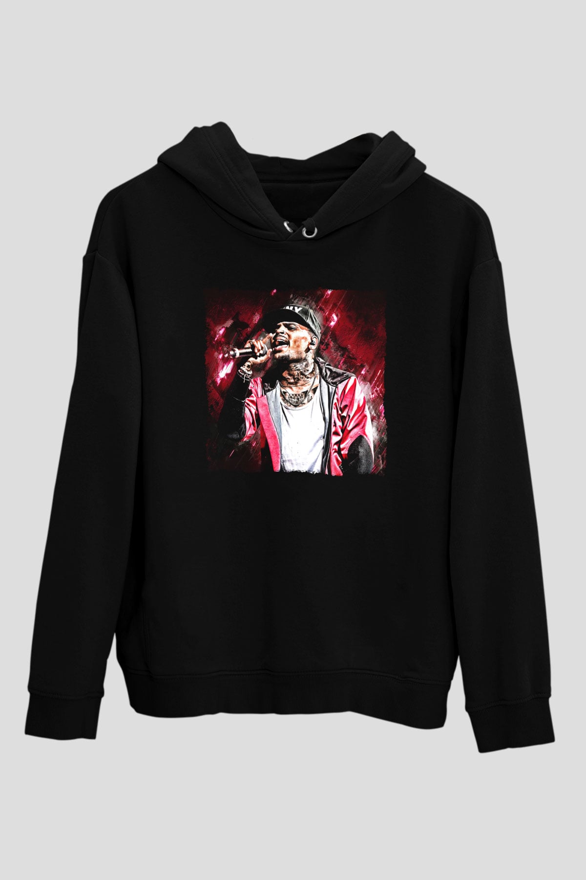 Chris Brown Siyah Unisex Kapüşonlu Sweatshirt