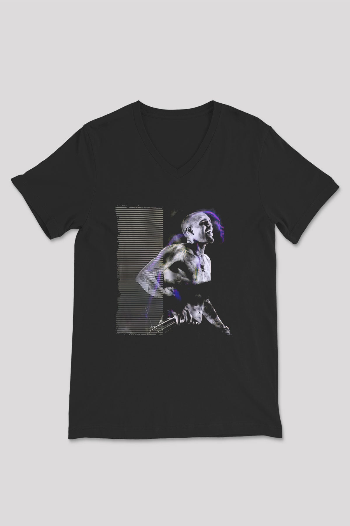 Chris Brown Siyah Unisex V Yaka Tişört