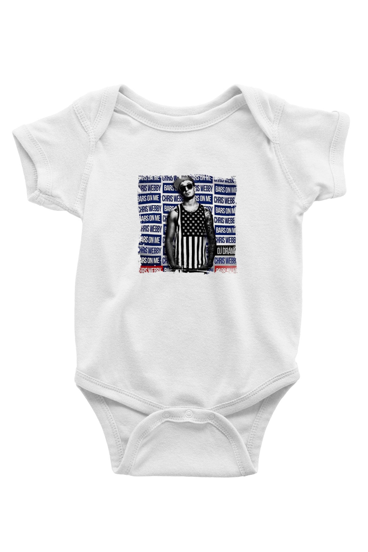 Chris Webby Baskılı Unisex Beyaz Bebek Body - Zıbın