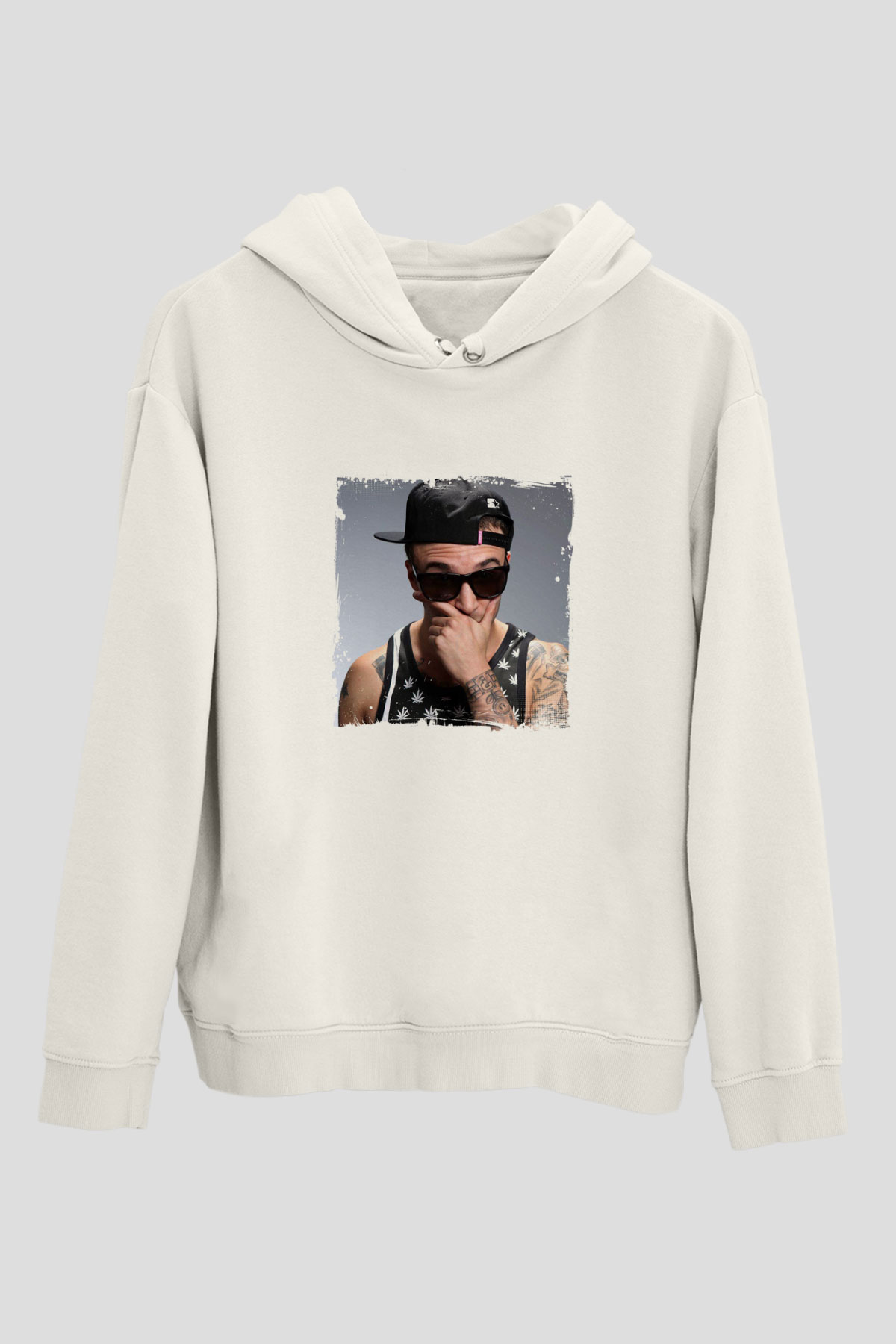 Chris Webby Baskılı Unisex Beyaz Kapüşonlu Sweatshirt
