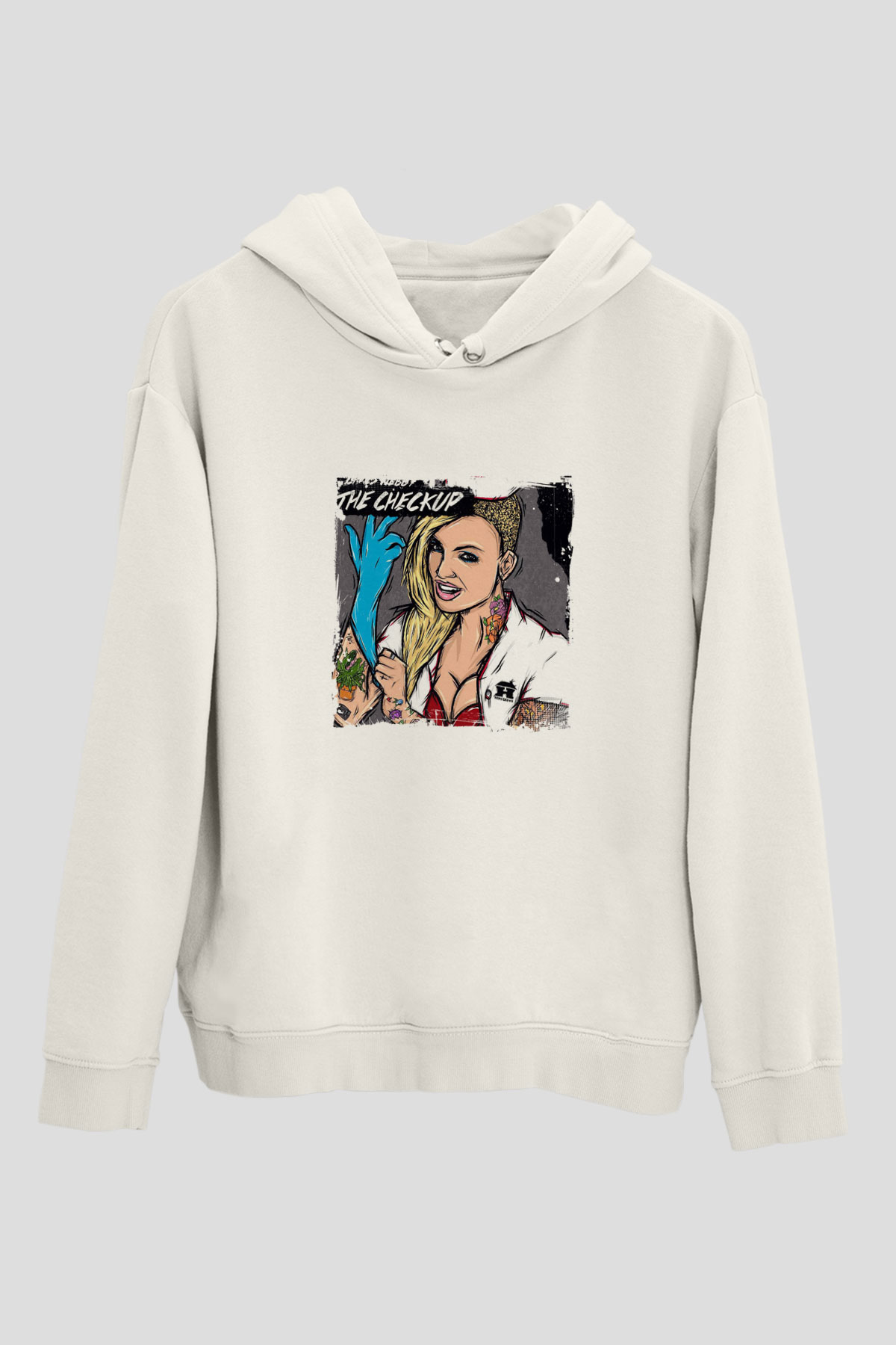 Chris Webby Baskılı Unisex Beyaz Kapüşonlu Sweatshirt