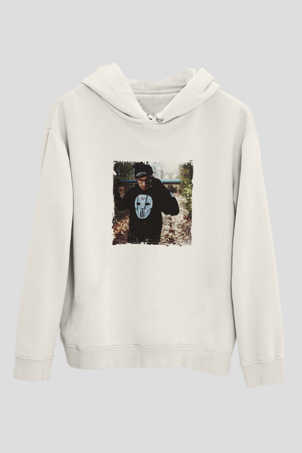 Chris Webby Baskılı Unisex Beyaz Kapüşonlu Sweatshirt
