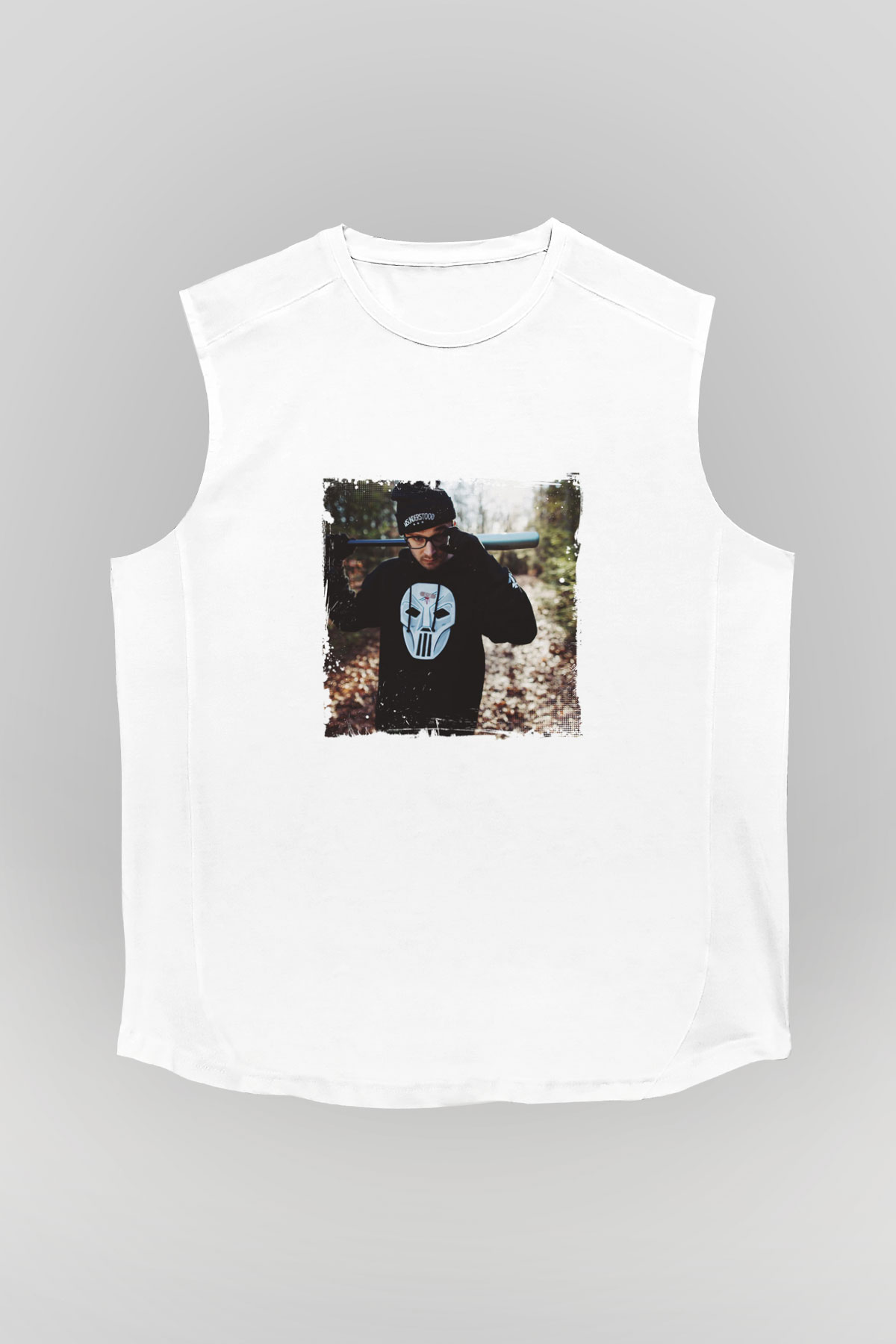 Chris Webby Baskılı Unisex Beyaz Kolsuz Tişört