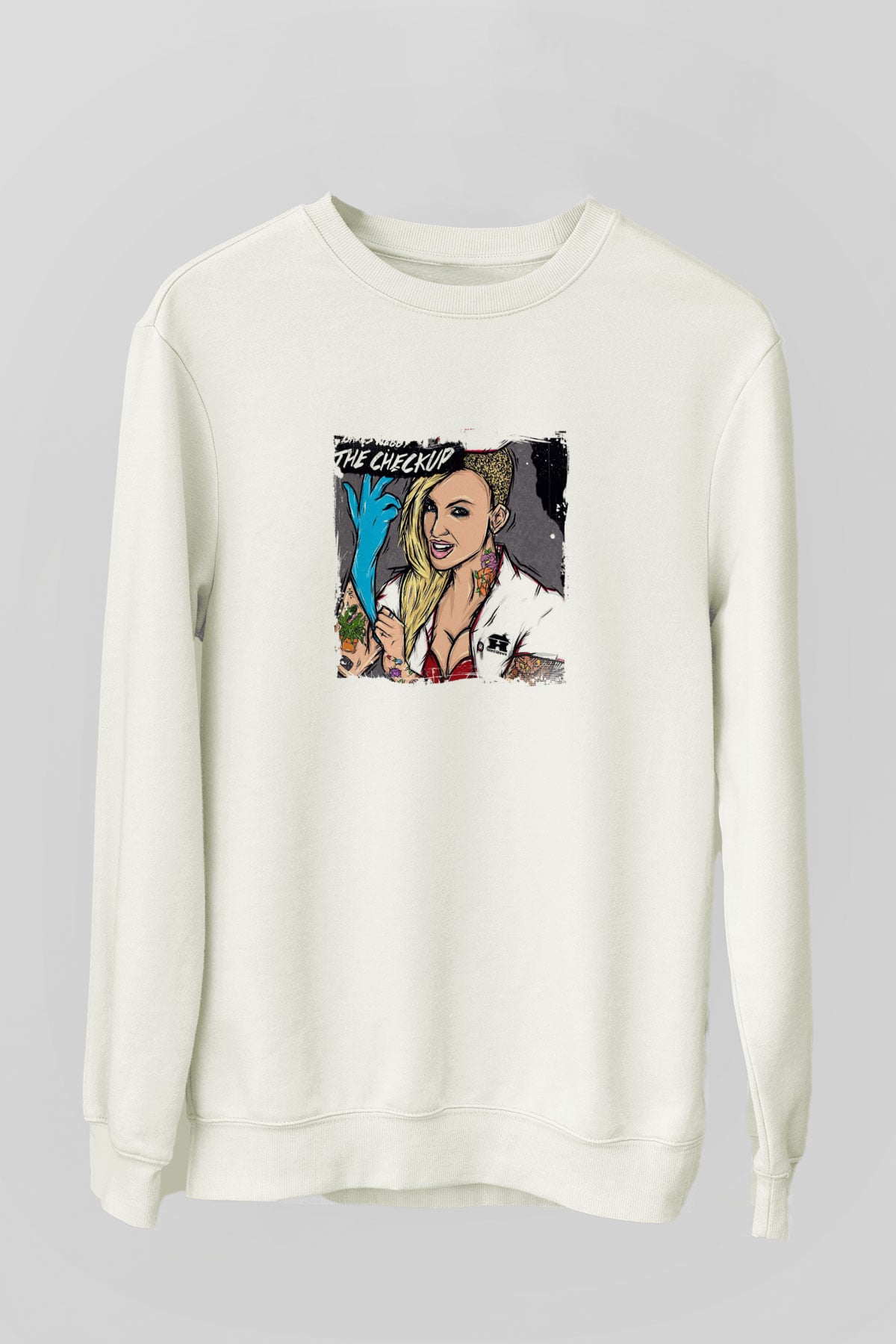 Chris Webby Baskılı Unisex Beyaz Sweatshirt