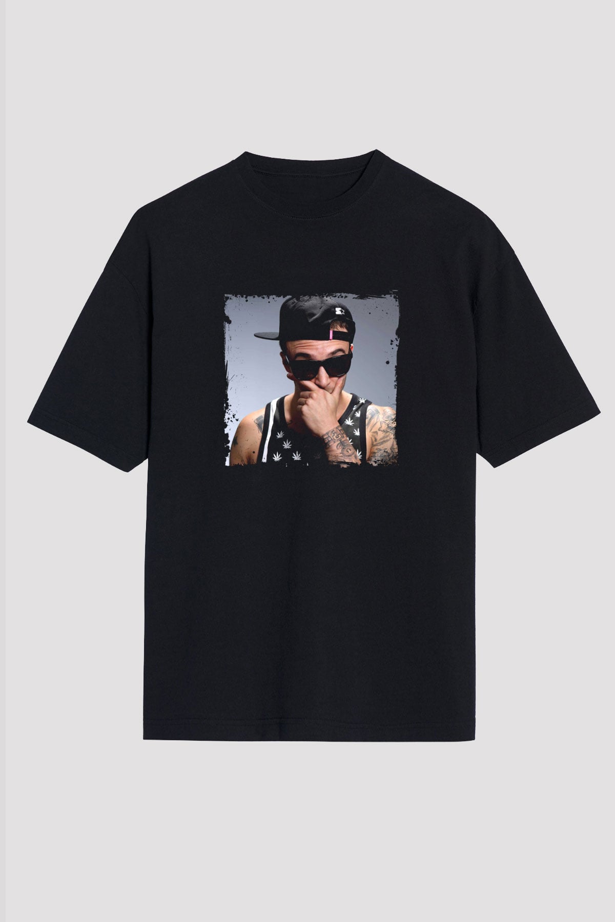 Chris Webby Baskılı Unisex Oversize Siyah Tişört
