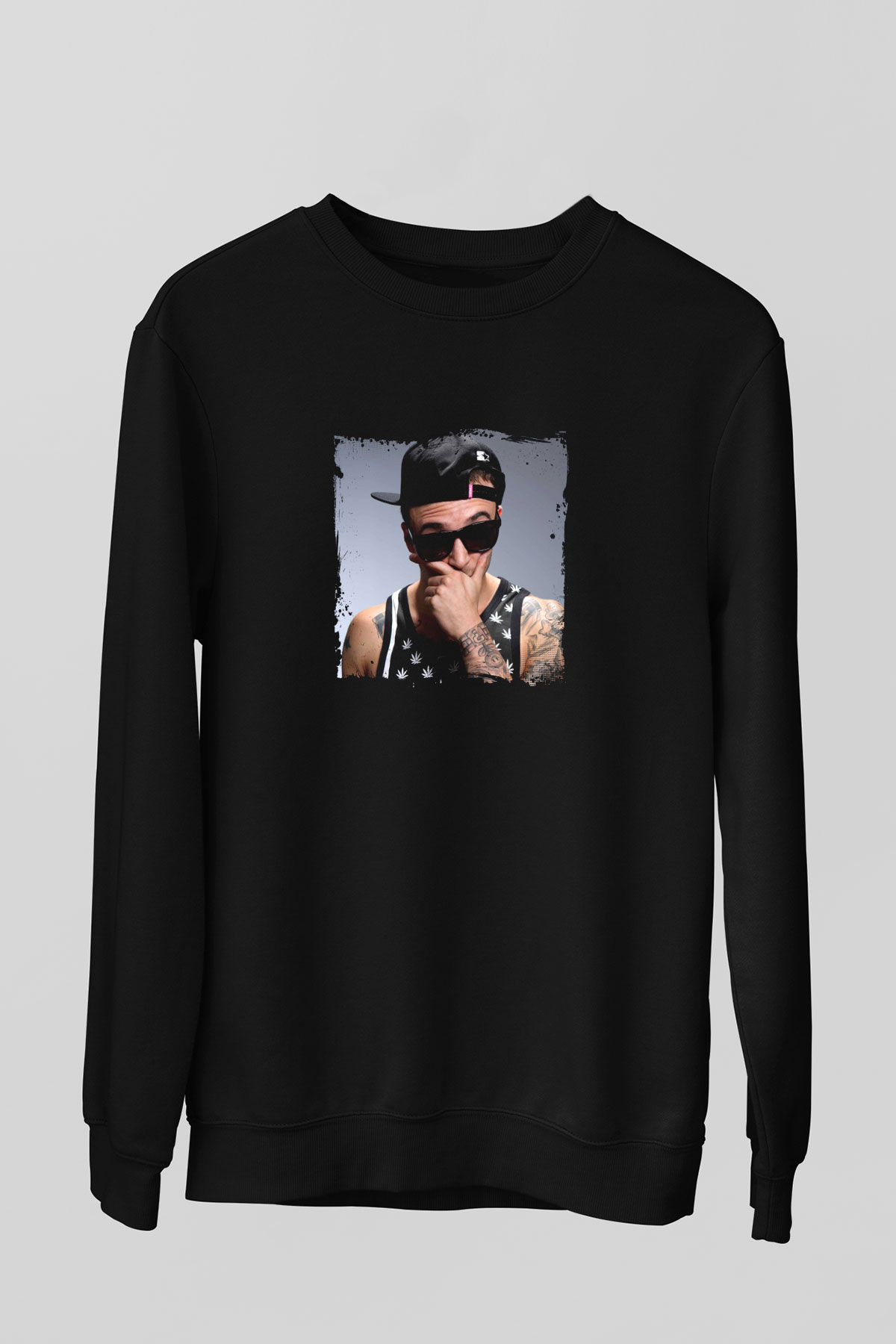 Chris Webby Baskılı Unisex Siyah Sweatshirt
