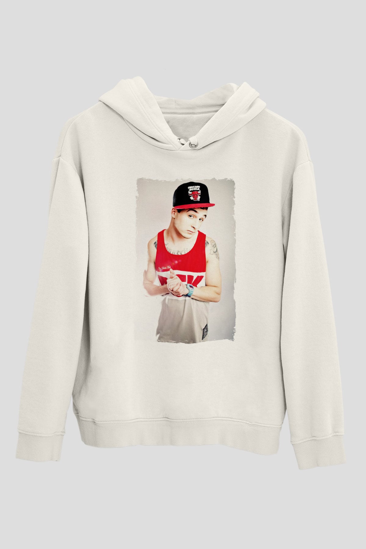 Chris Webby Beyaz Unisex Kapüşonlu Sweatshirt